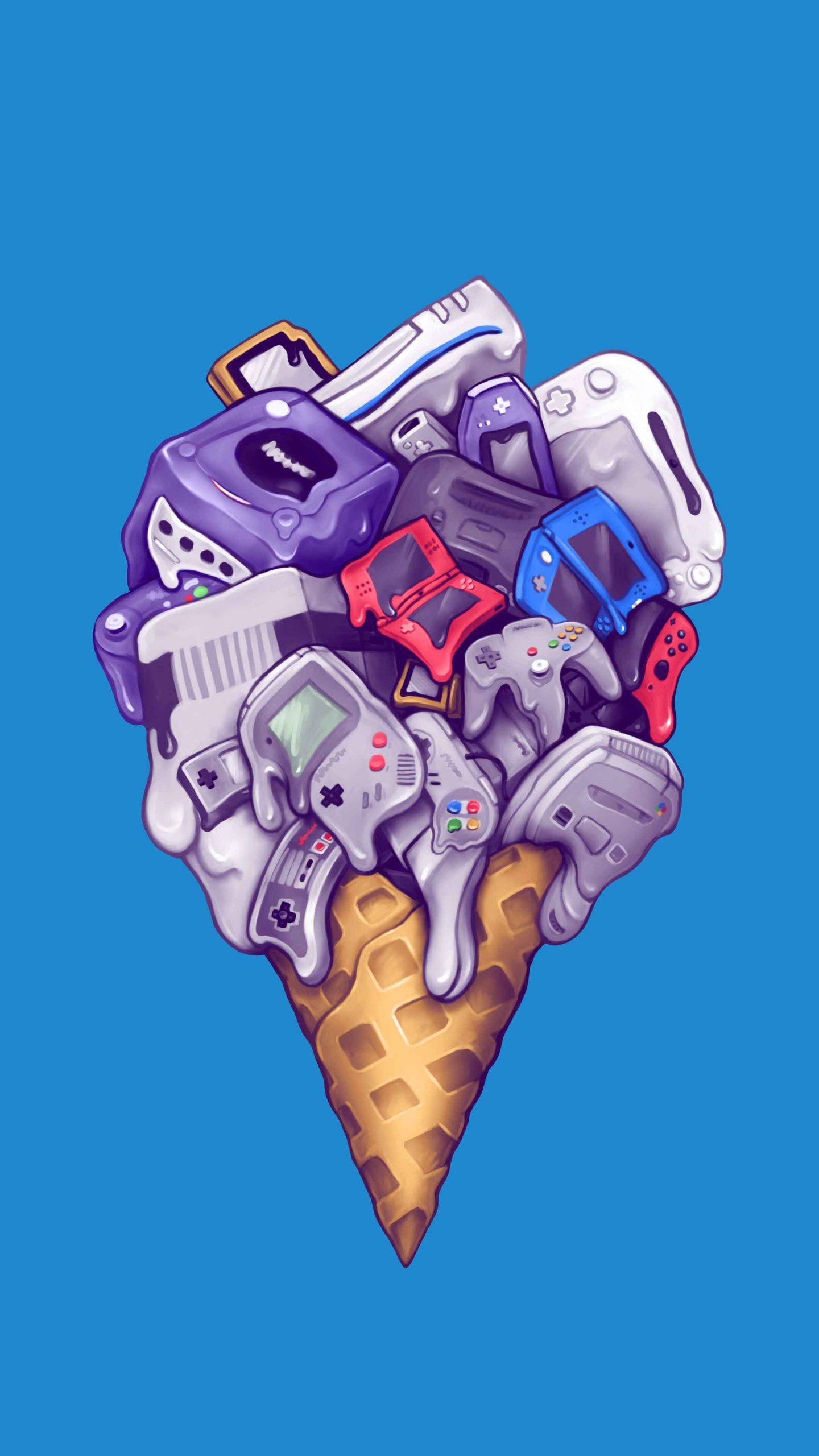 1440x2560 Ice cream Nintendo consoles iPhone Wallpaper