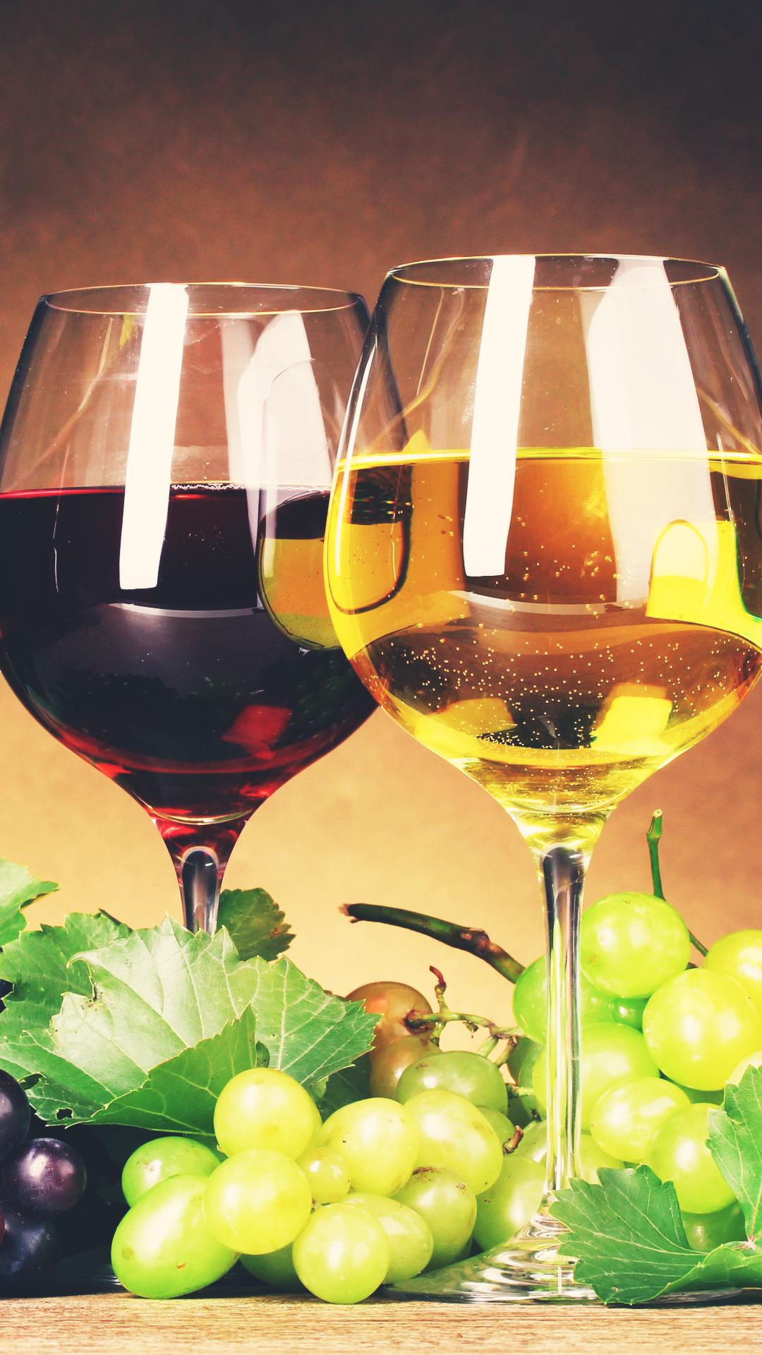 1080x1920 Red White Wine Glasses Grapes Android Wallpaper free download