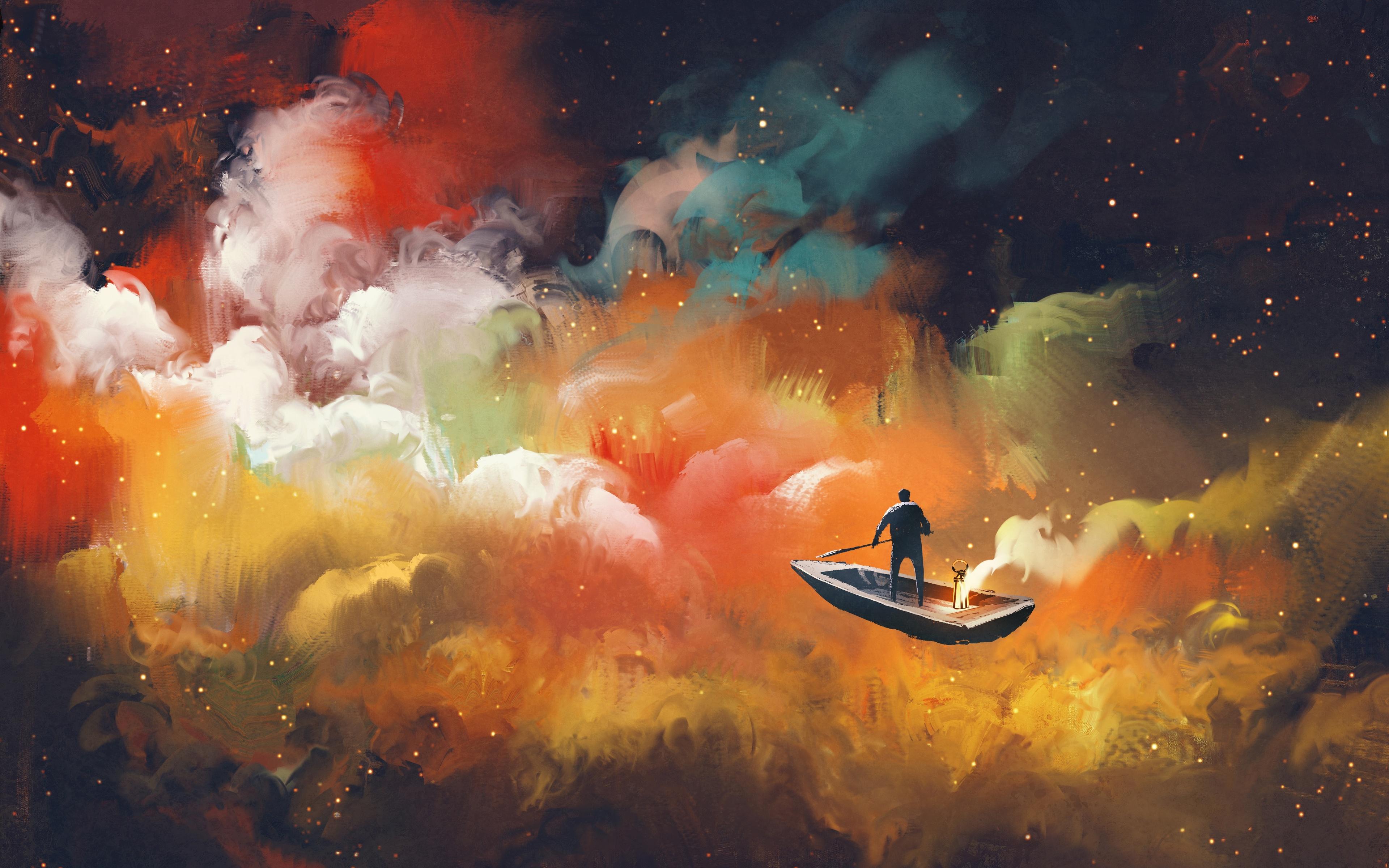 3840x2400 Artistic Cloud Boat Outer Space Floating 4k 4k HD 4k Wallpaper, Image, Background, Photo and Picture