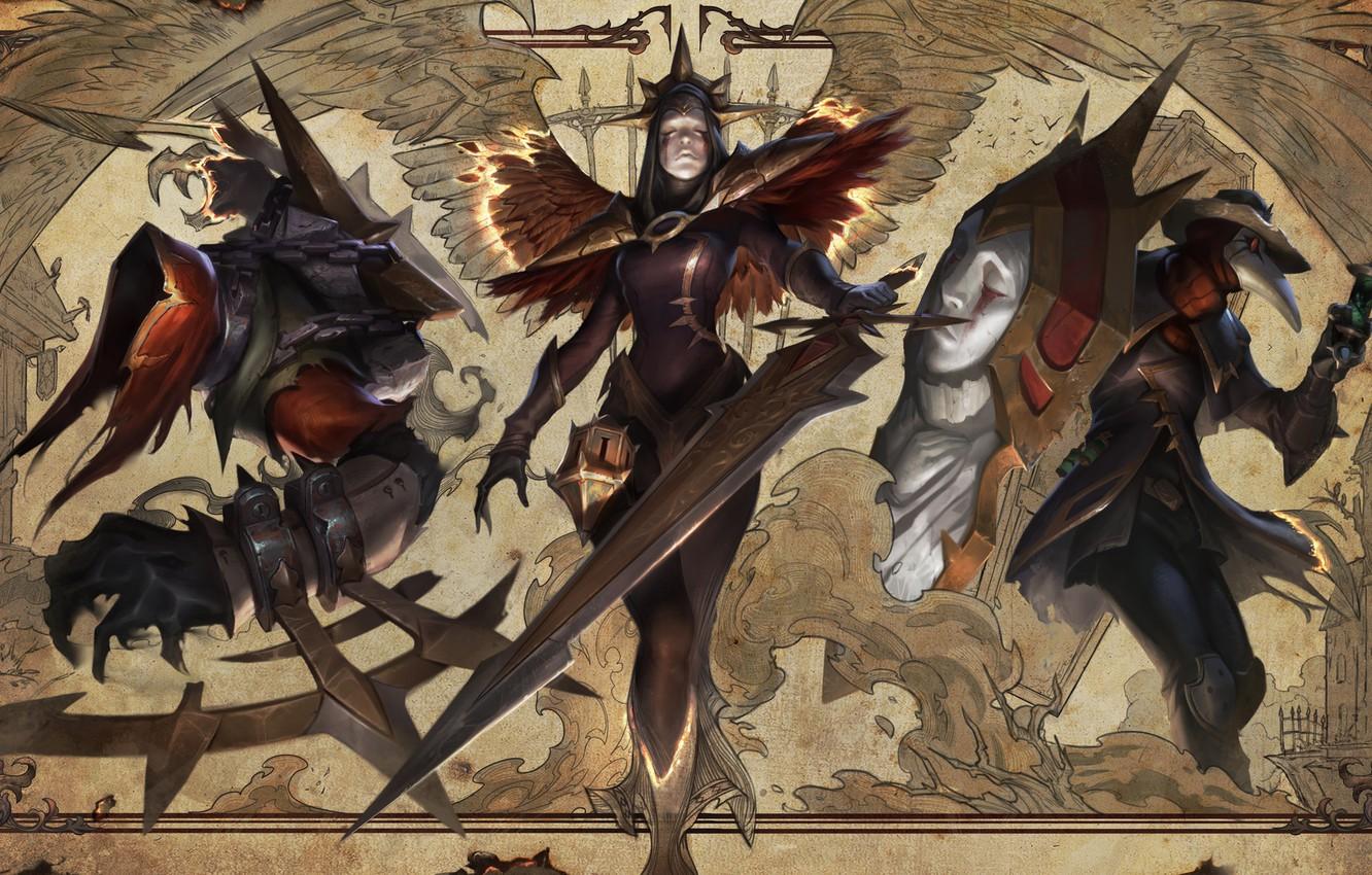 1332x850 Wallpaper Iron Inquisitor Kayle, pan gothic horror groupsplash, and Black Scourge Singed, Cursed Revenant Nocturne image for desktop, section фантастика