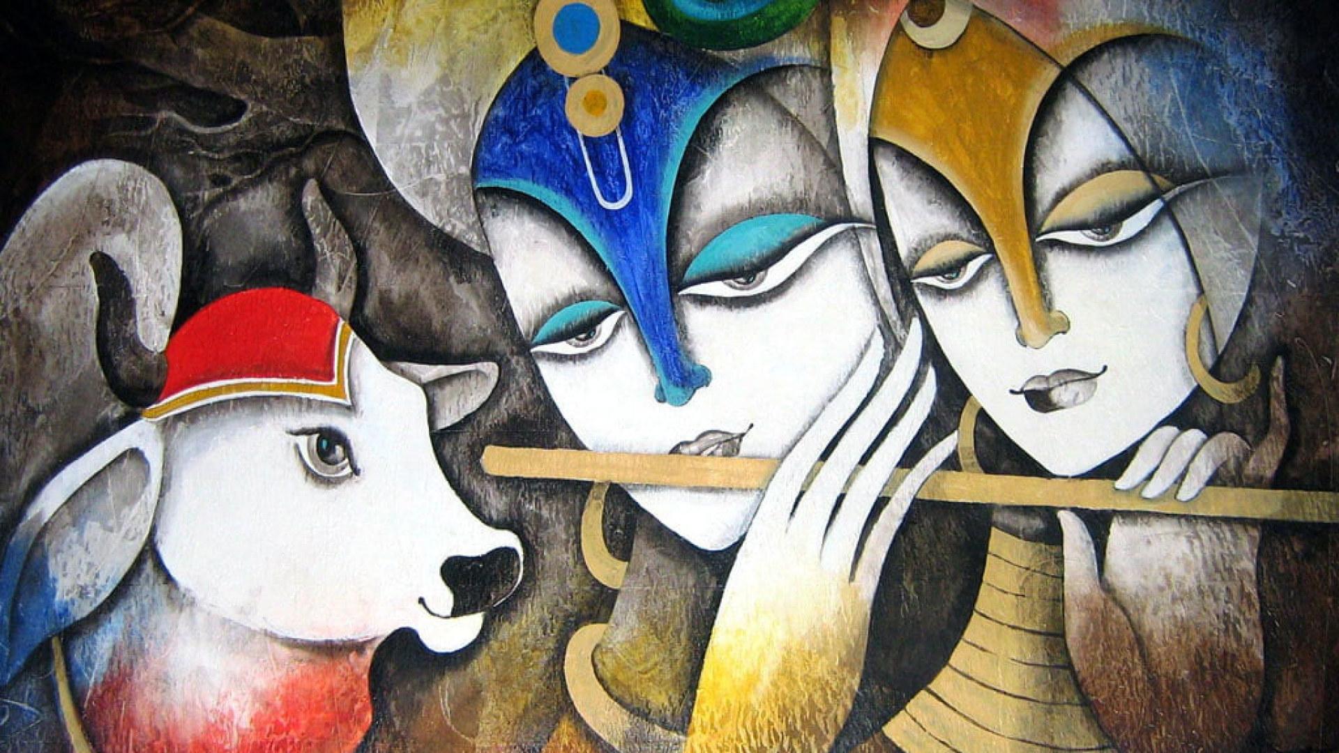 1920x1080 Radha With Krishna Glass Painting wallpaper, Krishna and Radha painting • Wallpaper For You HD Wallpaper For Desktop & Mobile