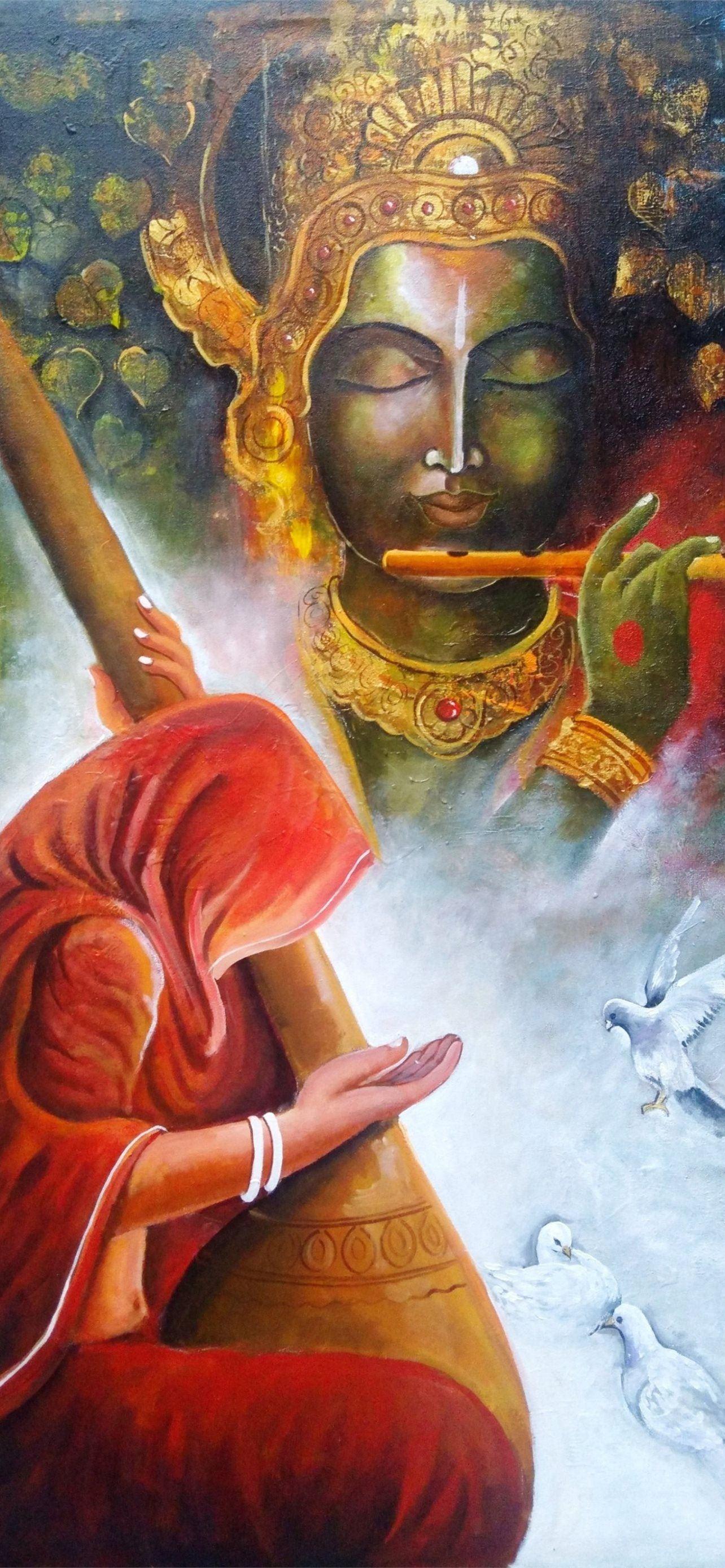 1284x2778 Painting Krishna God Image top iPhone Wallpaper Free Download