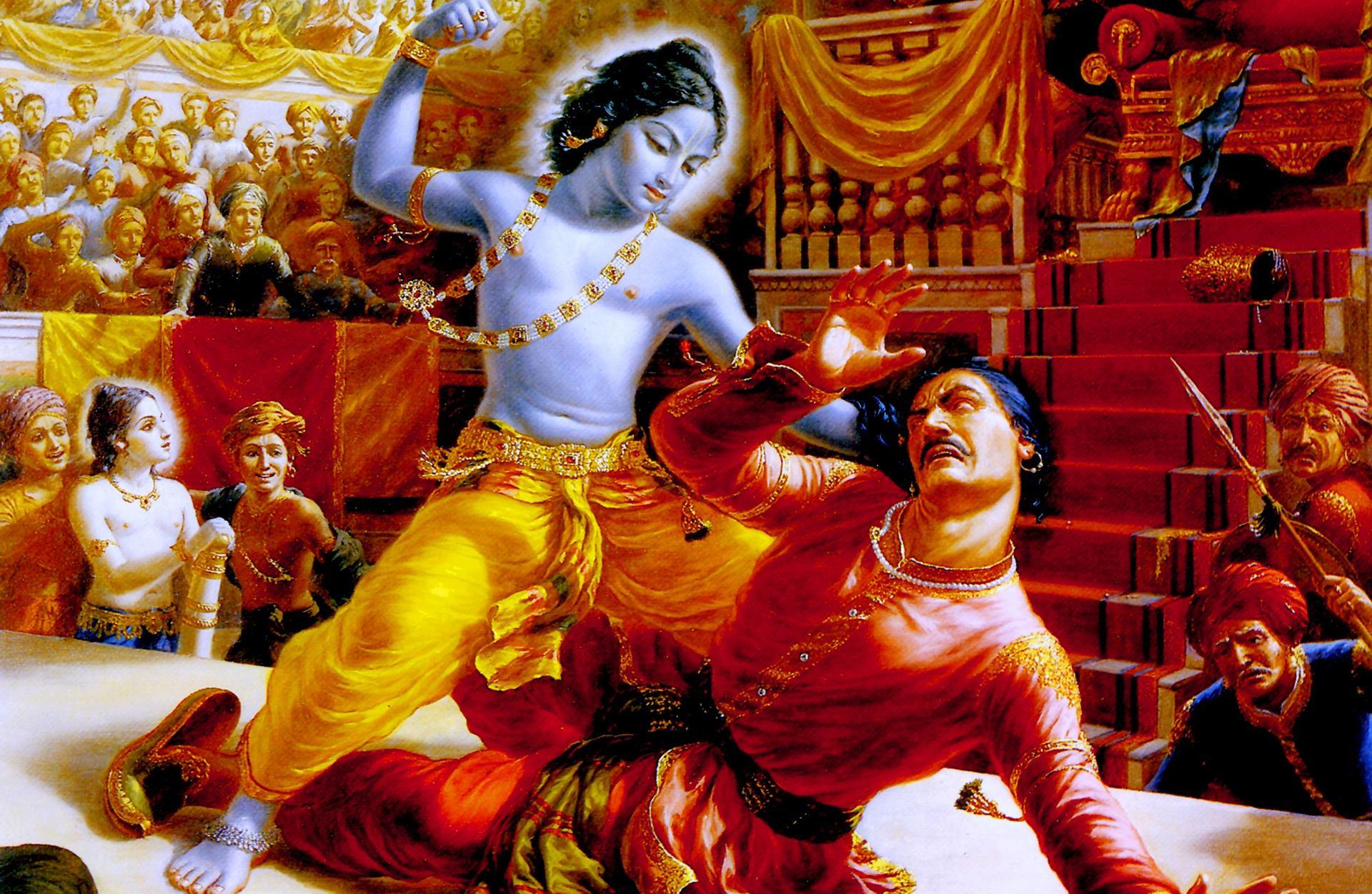 1920x1251 Krishna And Kans Painting Wallpaper