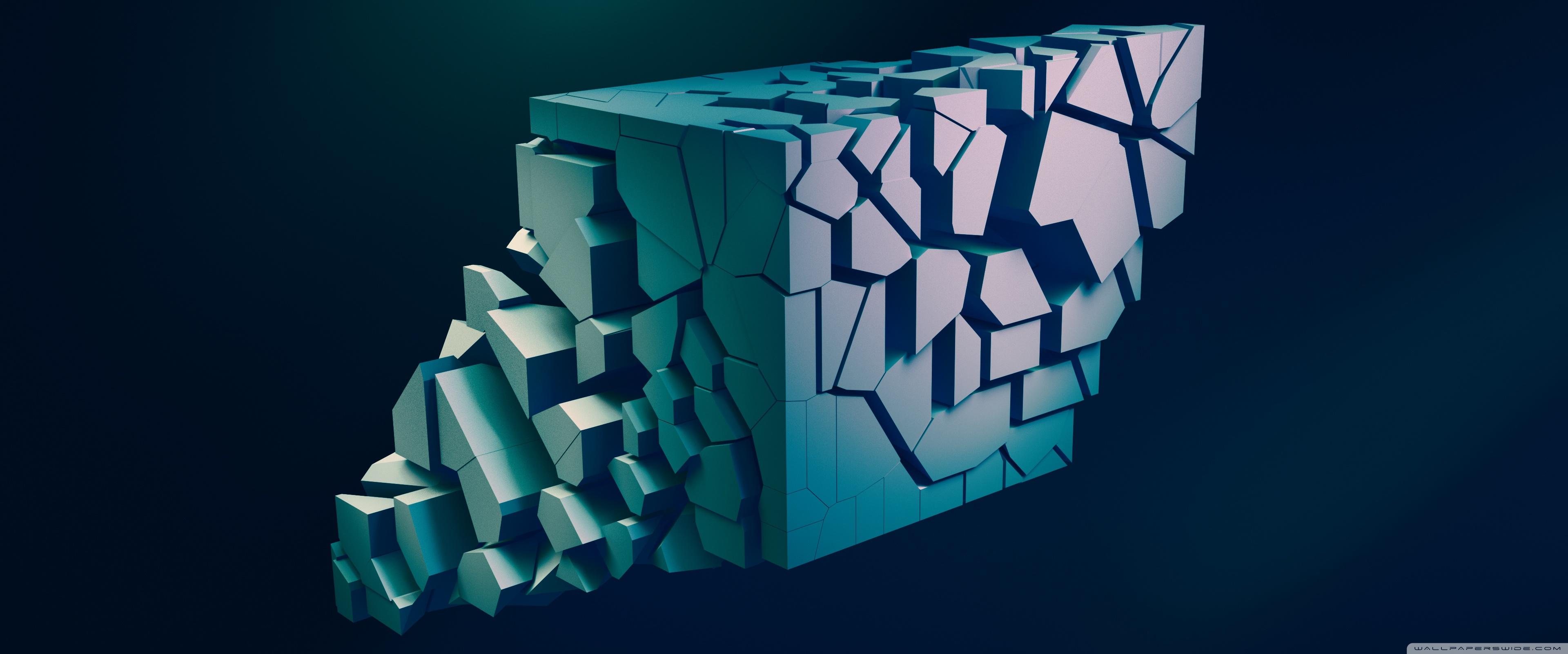 3840x1600 Shattered Abstract 3D Cube Ultra HD Desktop Background Wallpaper for 4K UHD TV : Widescreen & UltraWide Desktop & Laptop : Multi Display, Dual Monitor : Tablet