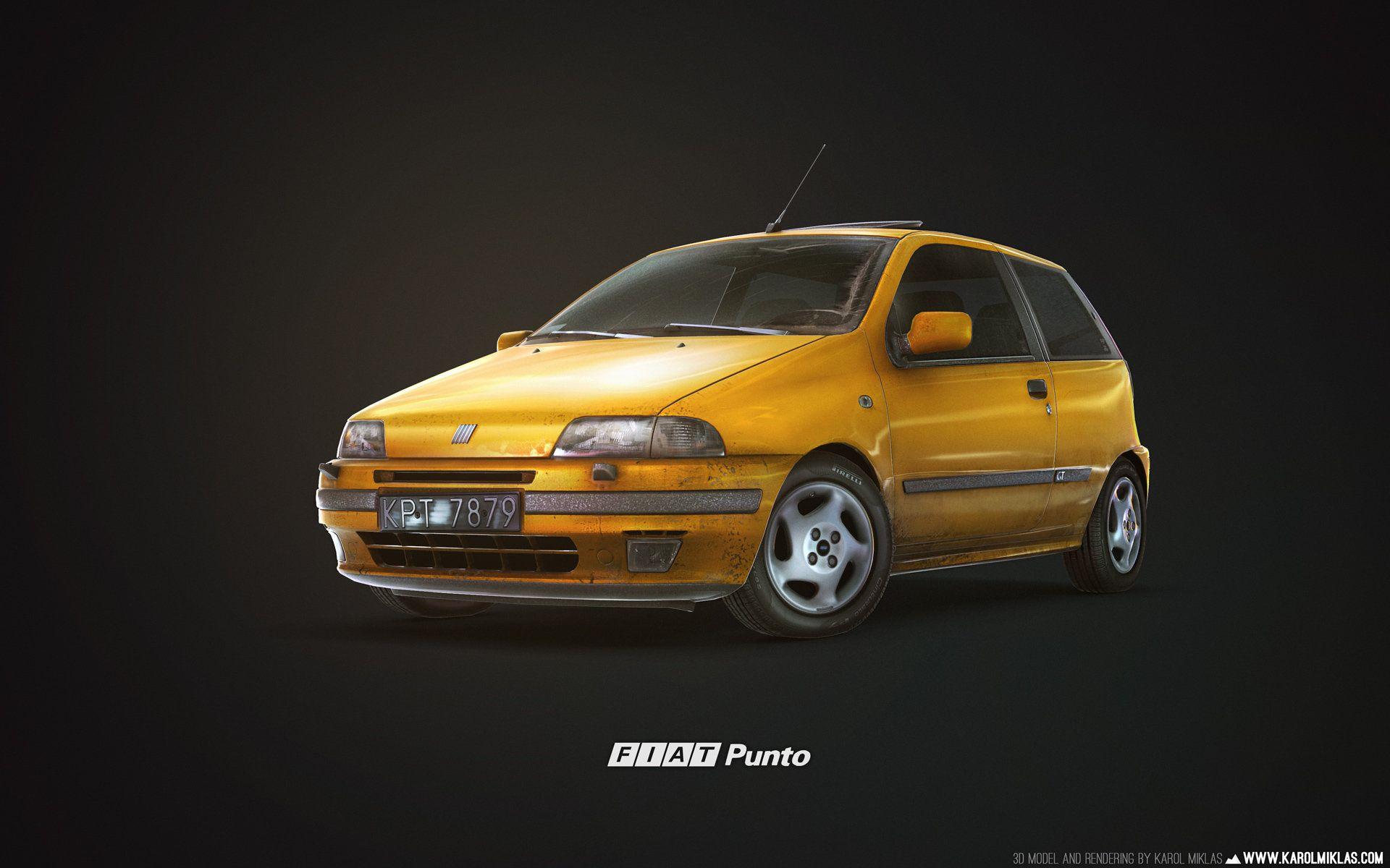 1920x1200 FIAT Punto GT, Karol Miklas. Fiat, Suv car, Low poly models