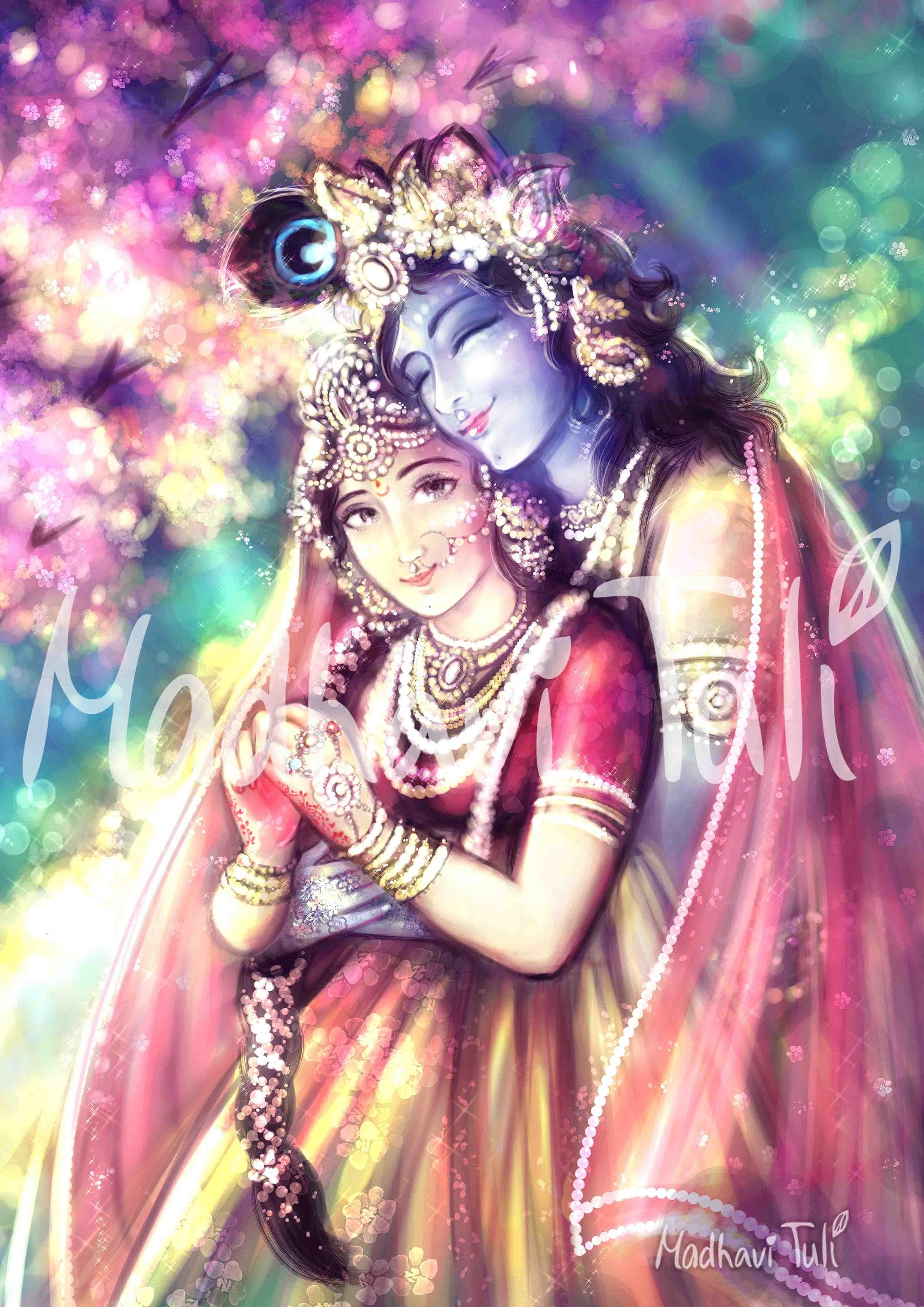 2121x3000 HD File Shri Radha Krishna Hug High Quality Wallpaper Radha