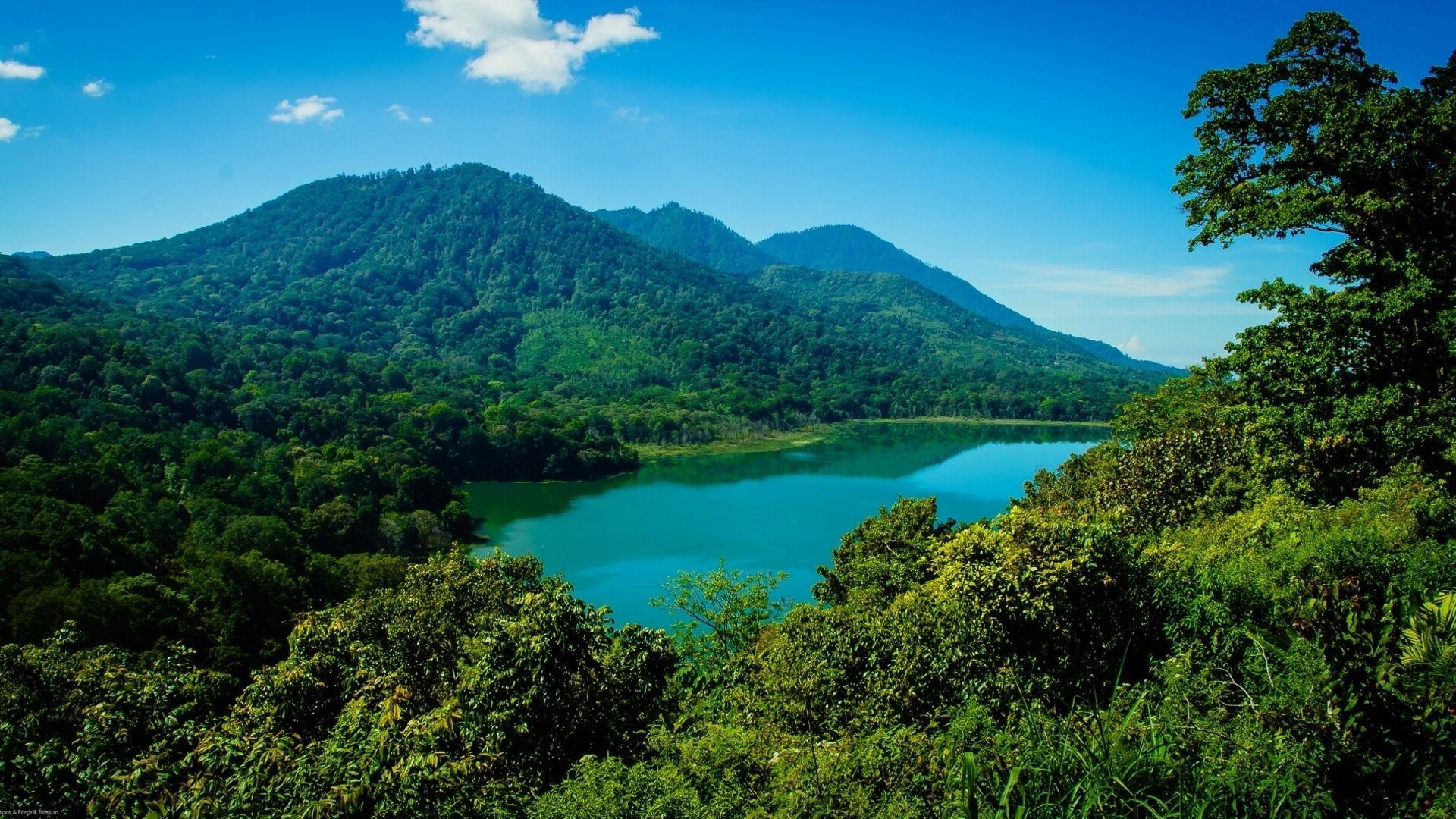 1920x1080 Wallpaper lake, mountains, bali, indonesia, forest City, nature