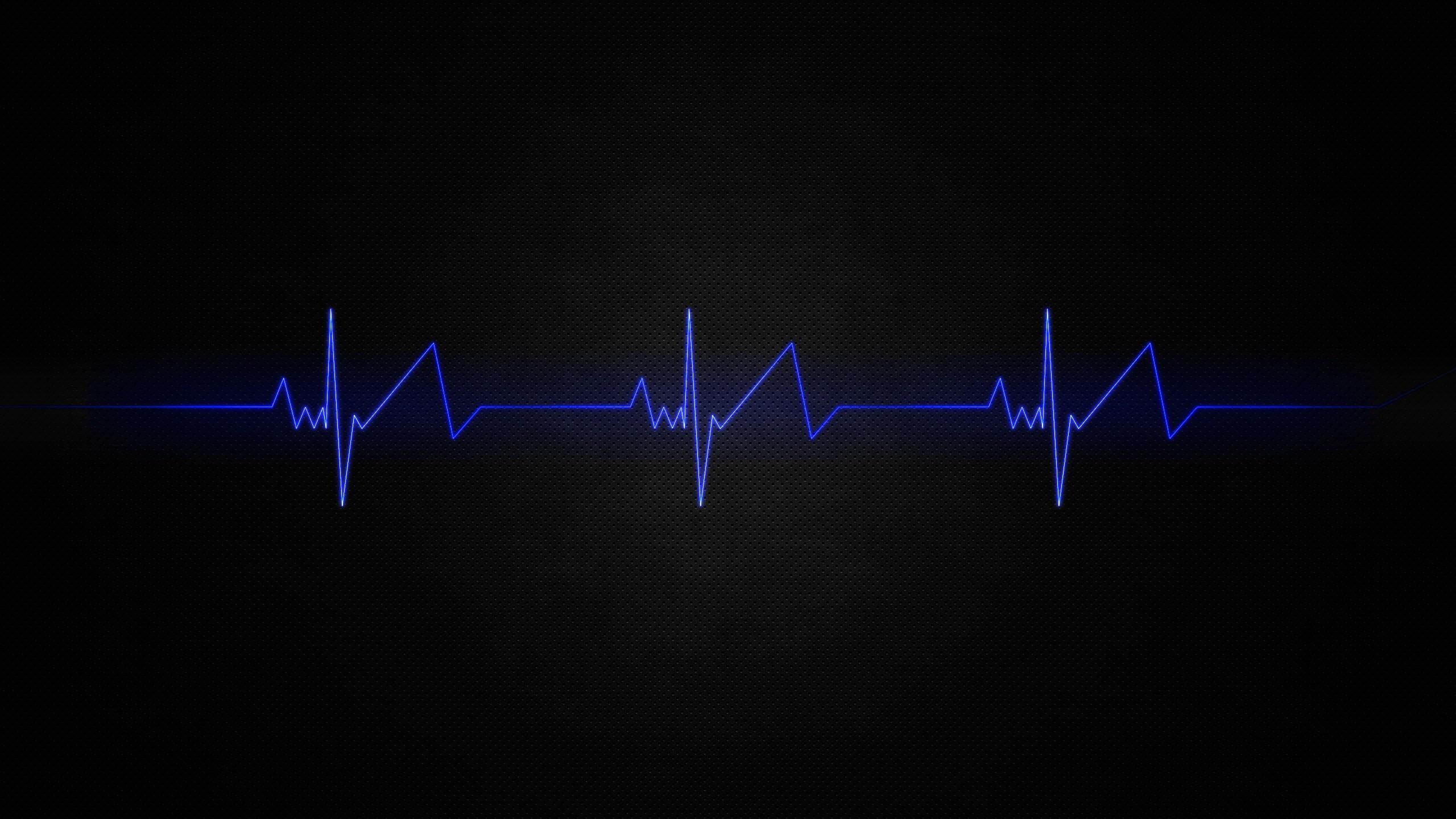 2560x1440 light, Blue, Minimalistic, Dark, Patterns, Textures, Heart, Beat, Simple Wallpaper HD / Desktop and Mobile Background