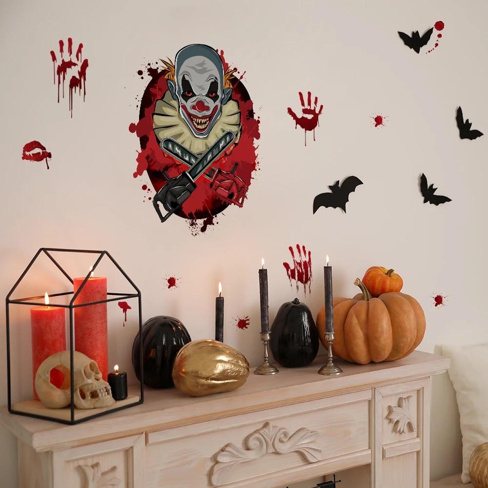 1000x1000 Horror Clown With Saw Toilet Glass Window Sticker Home Decor Removable Halloween Living Room Classroom Decoration Wallpaper. Wallpaper