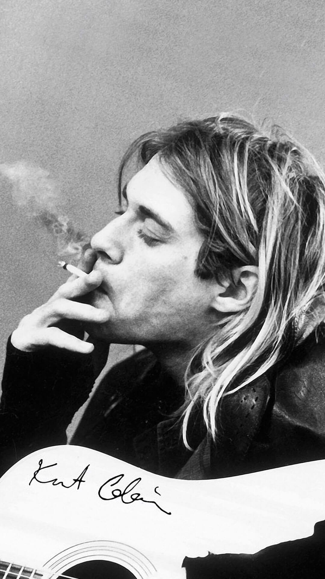 1080x1920 Kurt Cobain Smoking Wallpaper
