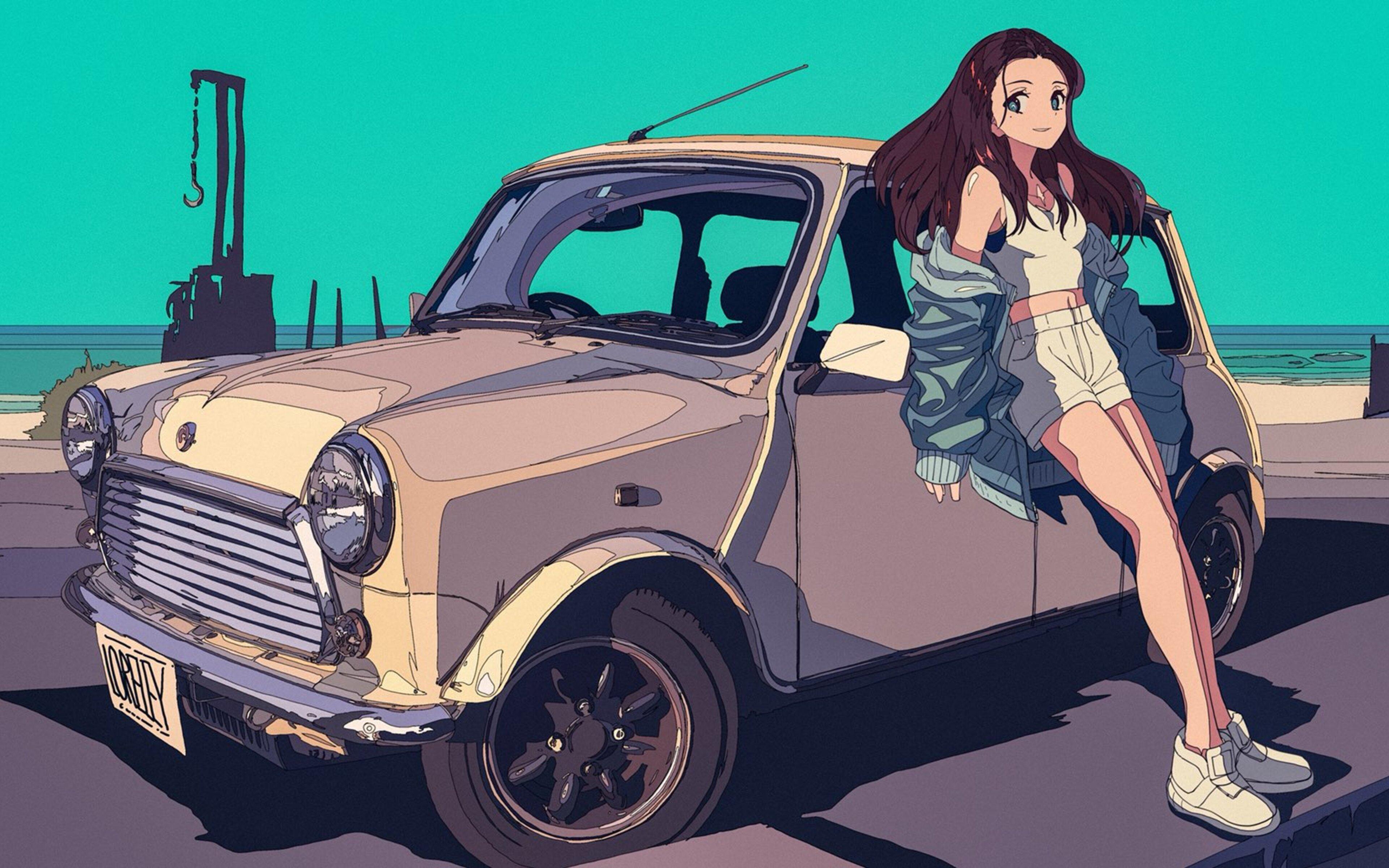 3840x2400 Car Beach Jacket Anime 4k HD 4k Wallpaper, Image, Background, Photo and Picture