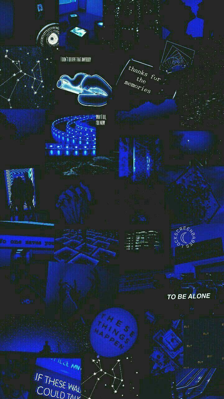 720x1280 Blue Aesthetic Collage Wallpaper