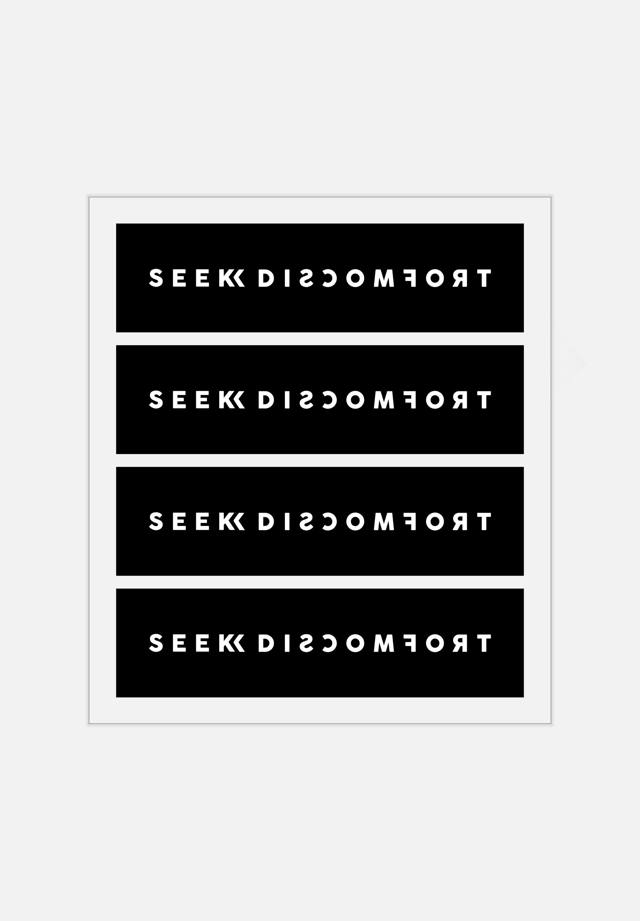 2222x3194 Black 'Seek Discomfort' Sticker Pack