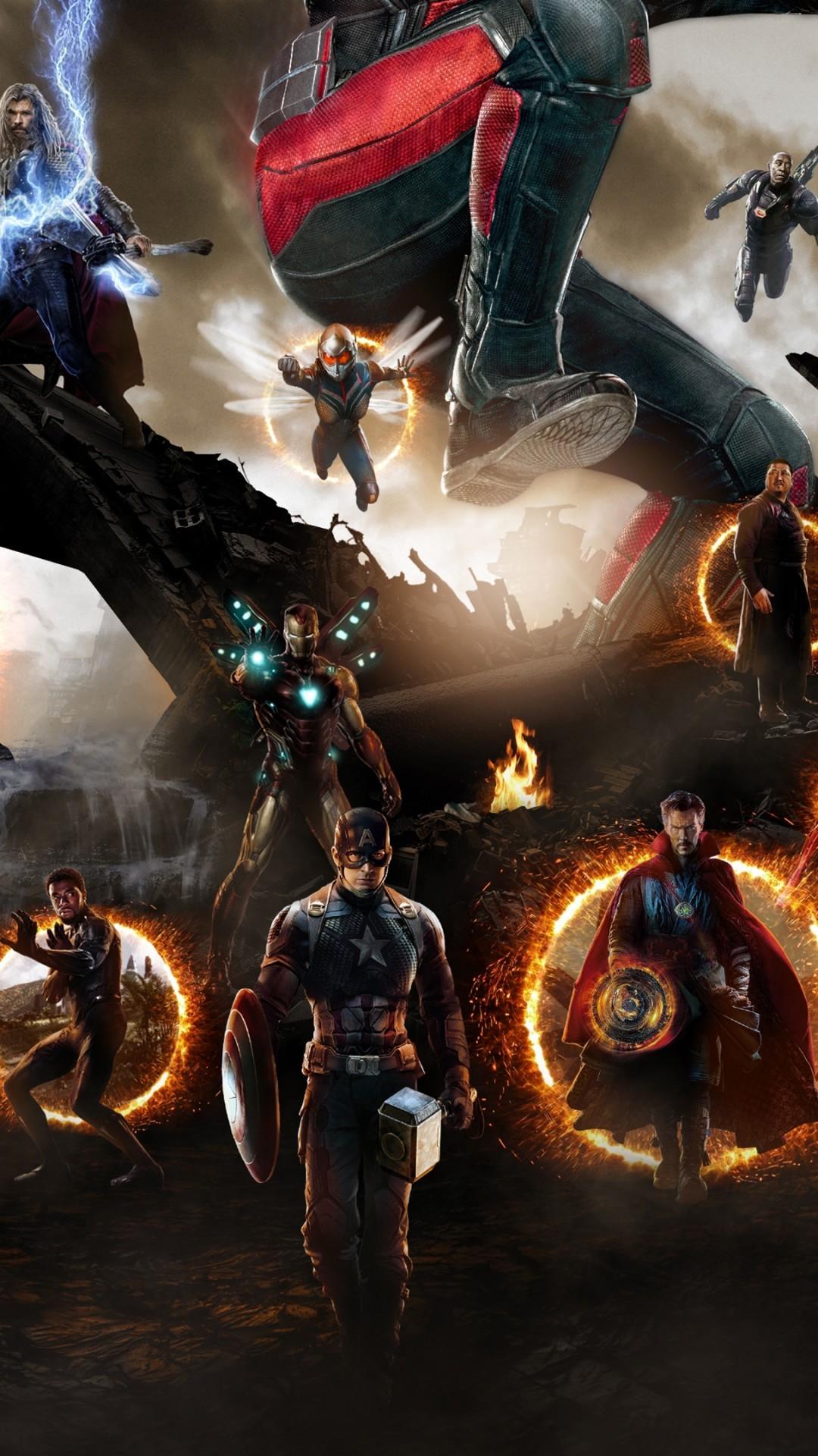 1080x1920 Download 1080x1920 Avengers: Endgame, Artwork, Characters, Thor, Iron Man, Hulk Wallpaper for iPhone iPhone 7 Plus, iPhone 6+, Sony Xperia Z, HTC One