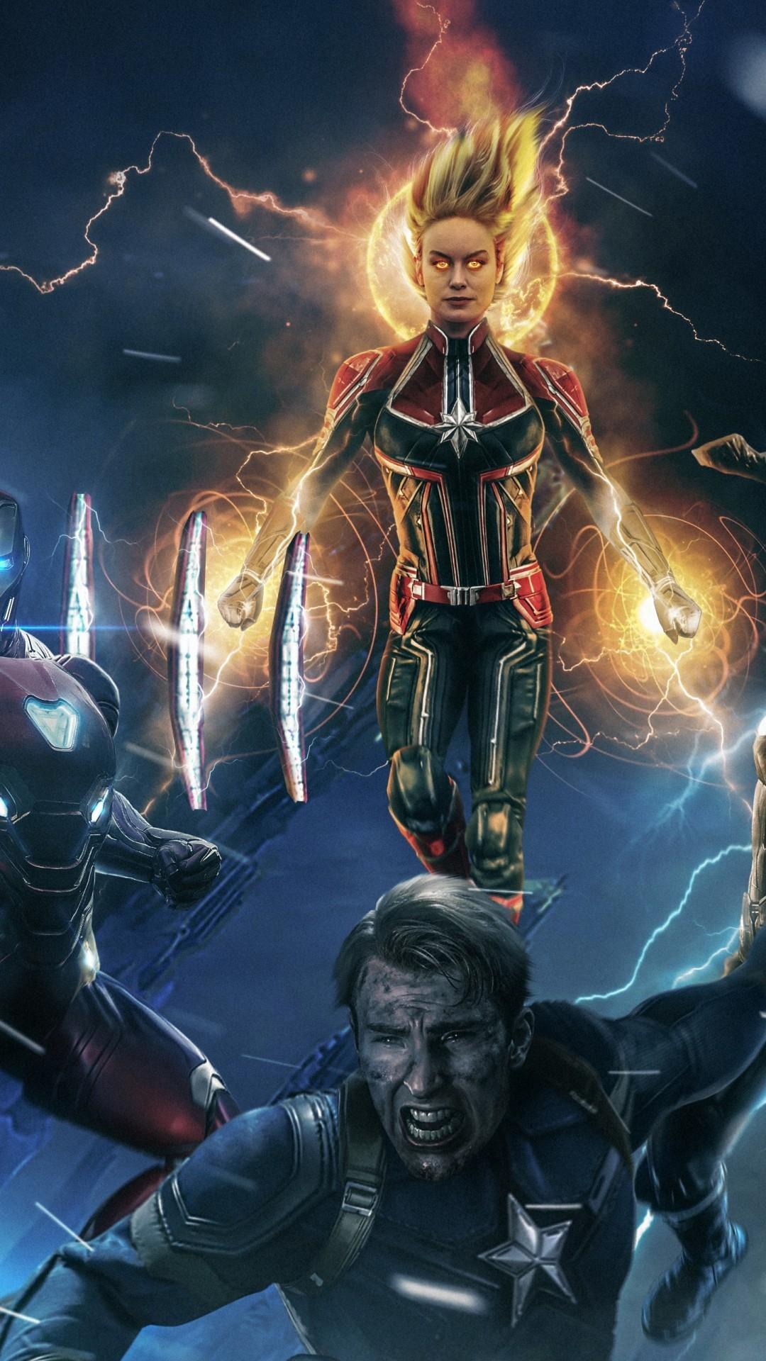 1080x1920 Download 1080x1920 Avengers Captain Marvel, Iron Man, Thor, Captain America Wallpaper for iPhone iPhone 7 Plus, iPhone 6+, Sony Xperia Z, HTC One