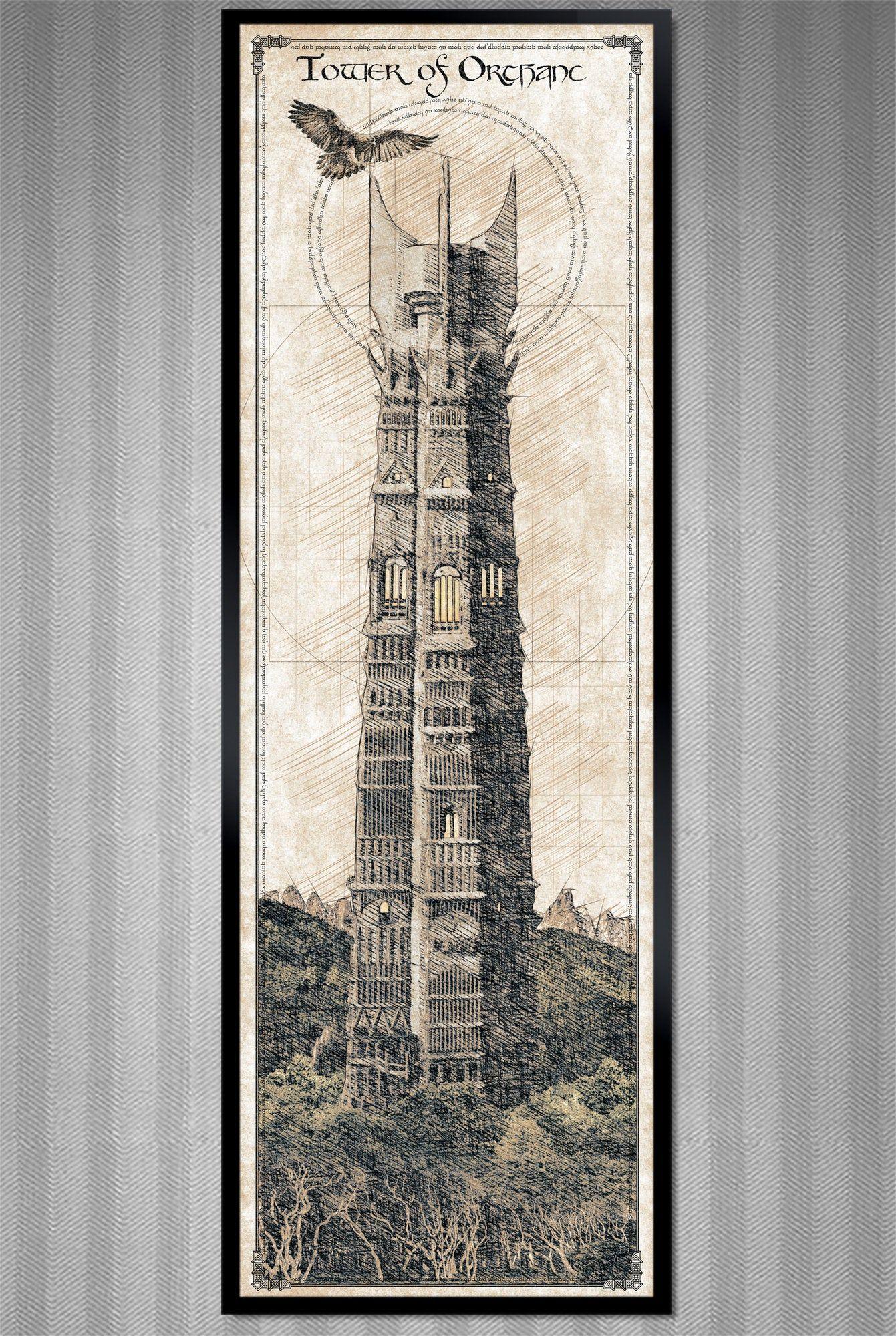 1341x2000 LOTR Tower of Orthanc Da Vinci Style Sketch print. Etsy. Prints, Art, Art prints