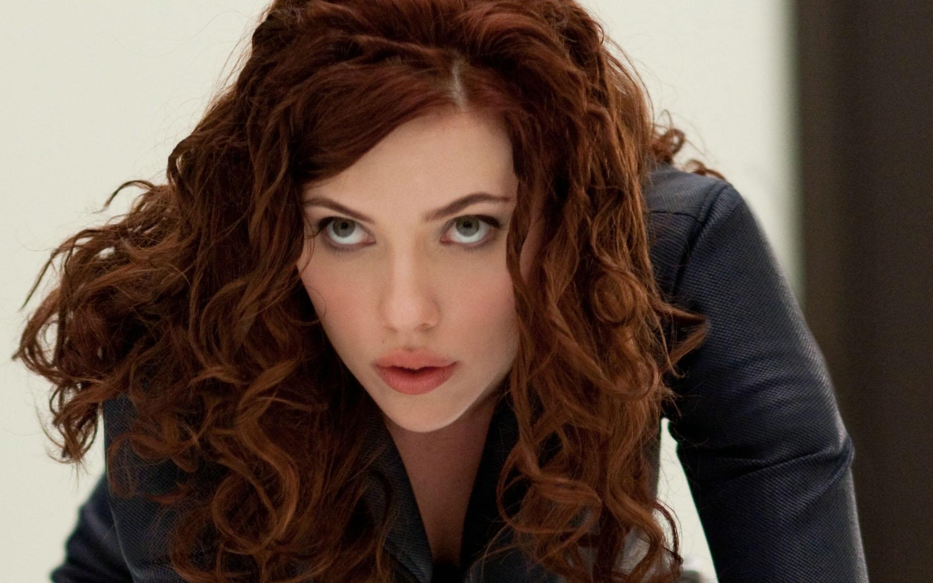 1920x1200 women scarlett johansson actress black widow curly hair faces iron man 2 1920x1200 wallpaper