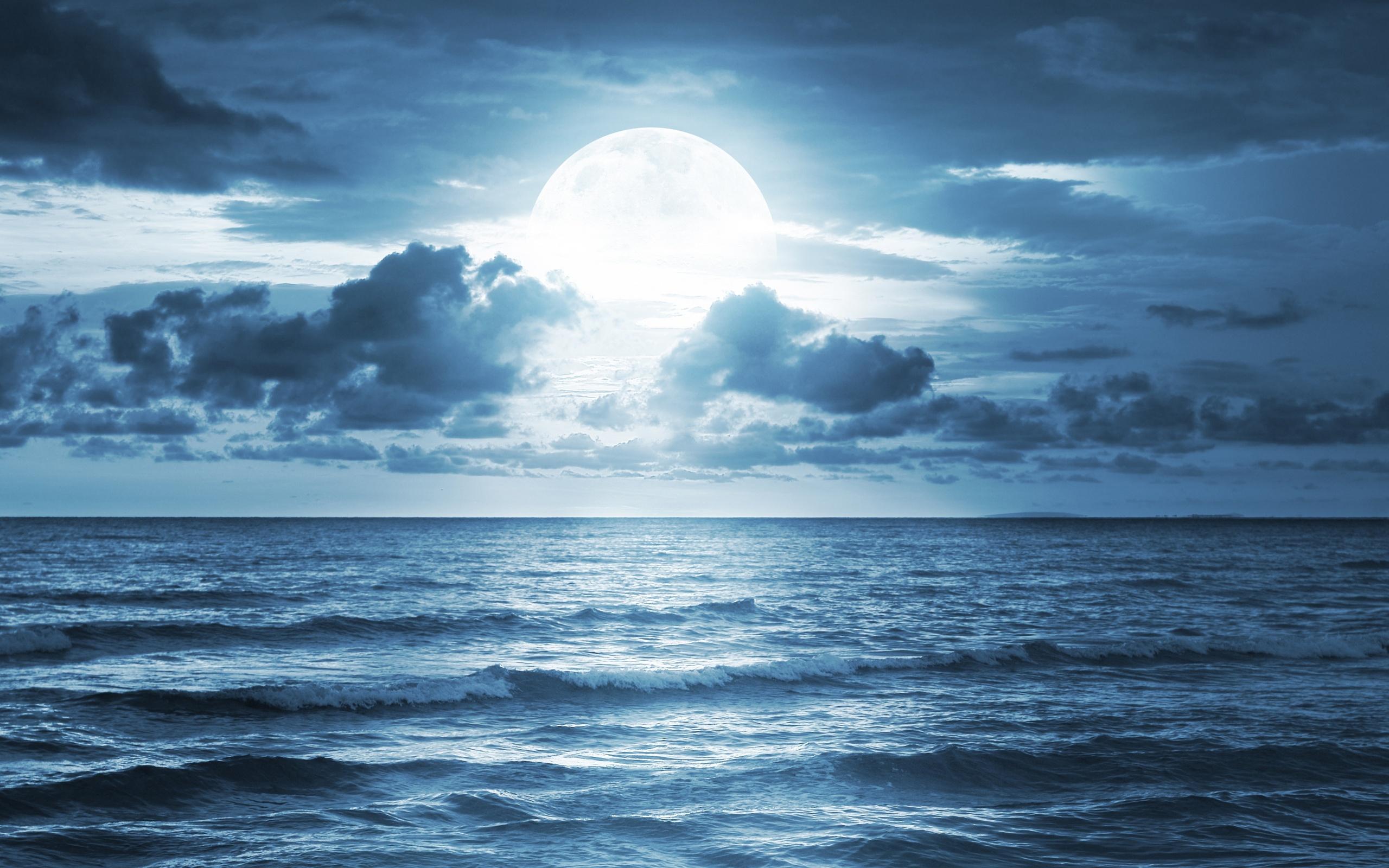 2560x1600 ocean, Sea, Moonlight, Dramatic, Scene, Full, Moon, Beautiful, Nature Wallpaper HD / Desktop and Mobile Background