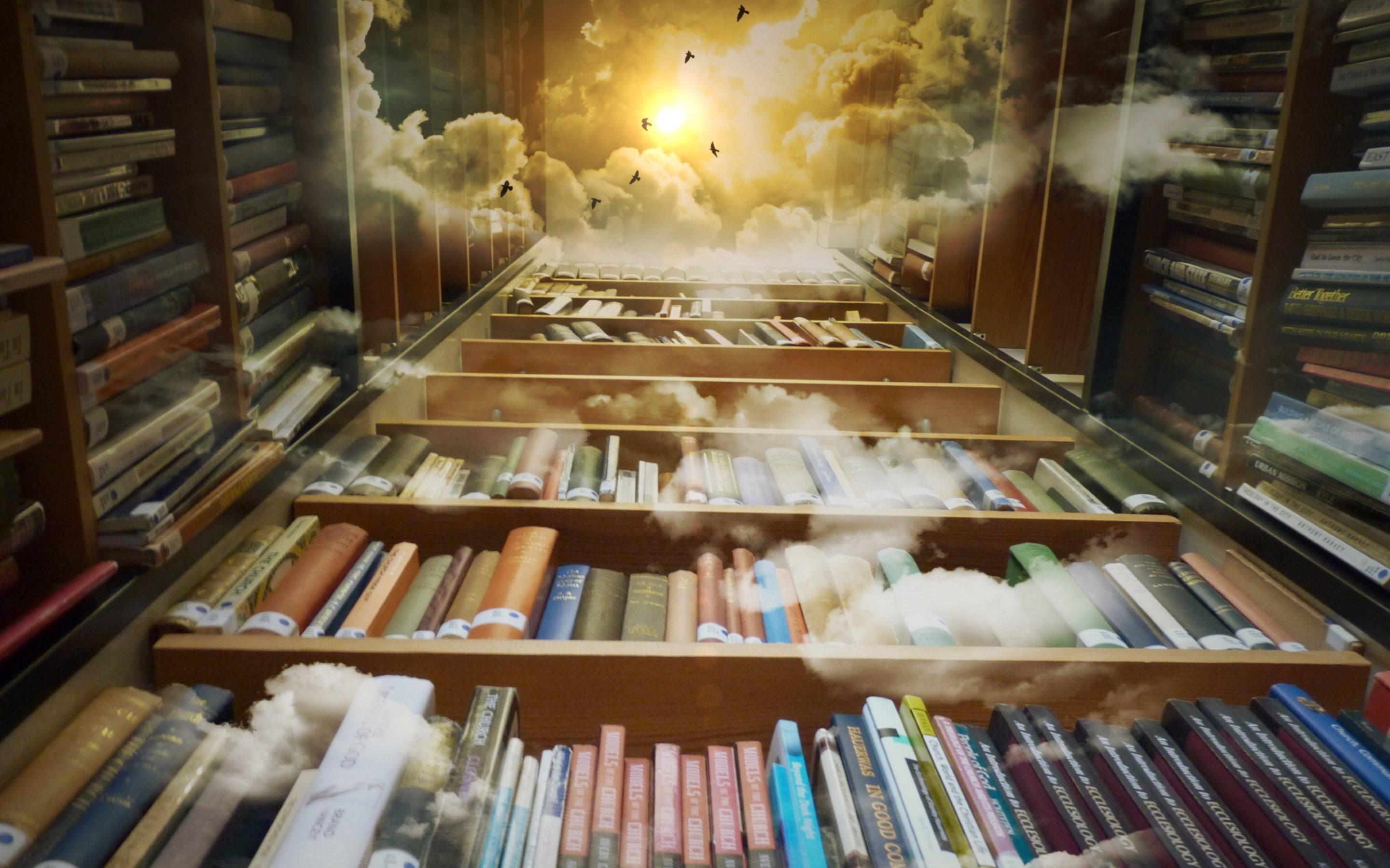2880x1800 Fantasy Library Wallpaper