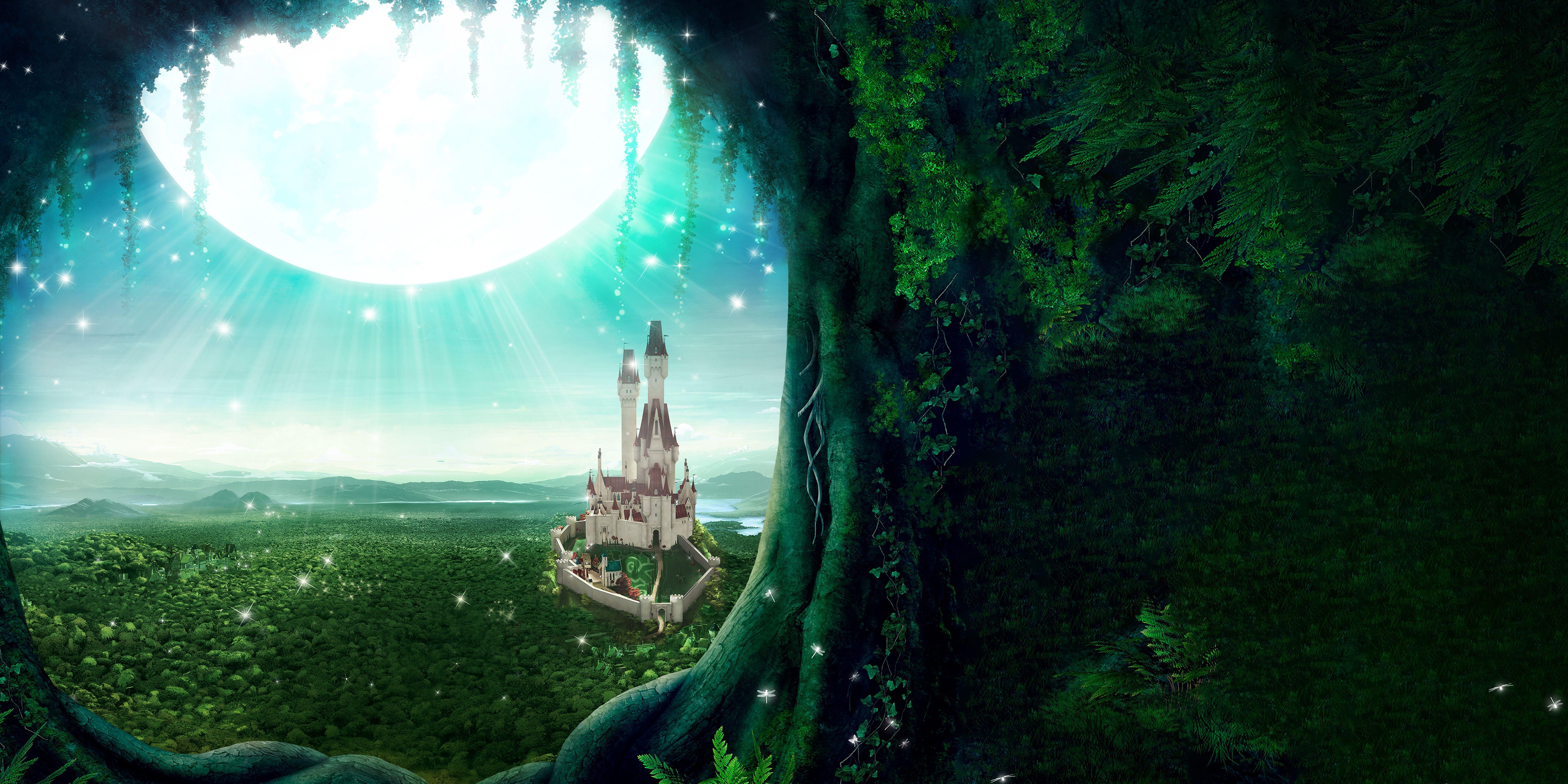 6000x3000 Magical Green Wallpaper