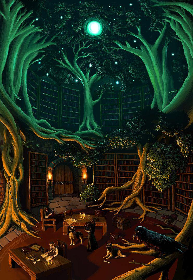 742x1076 Anime Dark Library Background