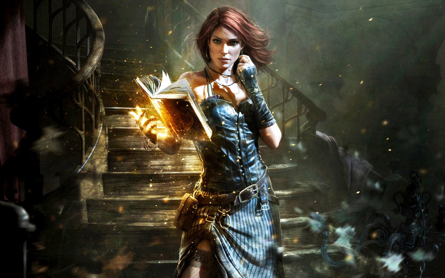 1440x900 redhead, Magic, Book, Fantasy, Witch Wallpaper HD / Desktop and Mobile Background