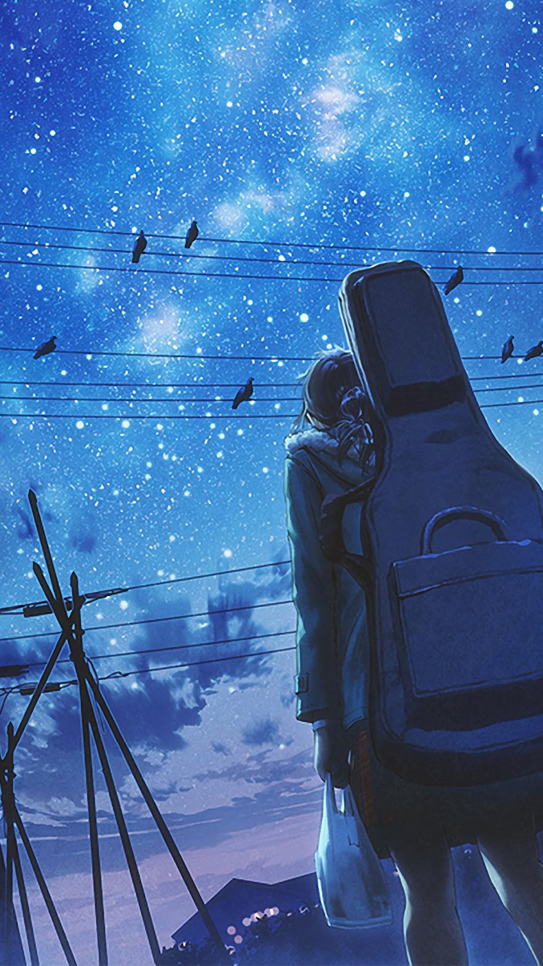 1080x1920 Anime, Girl, Night, Sky, Stars phone HD Wallpaper, Image, Background, Photo and Picture. Mocah HD Wallpaper