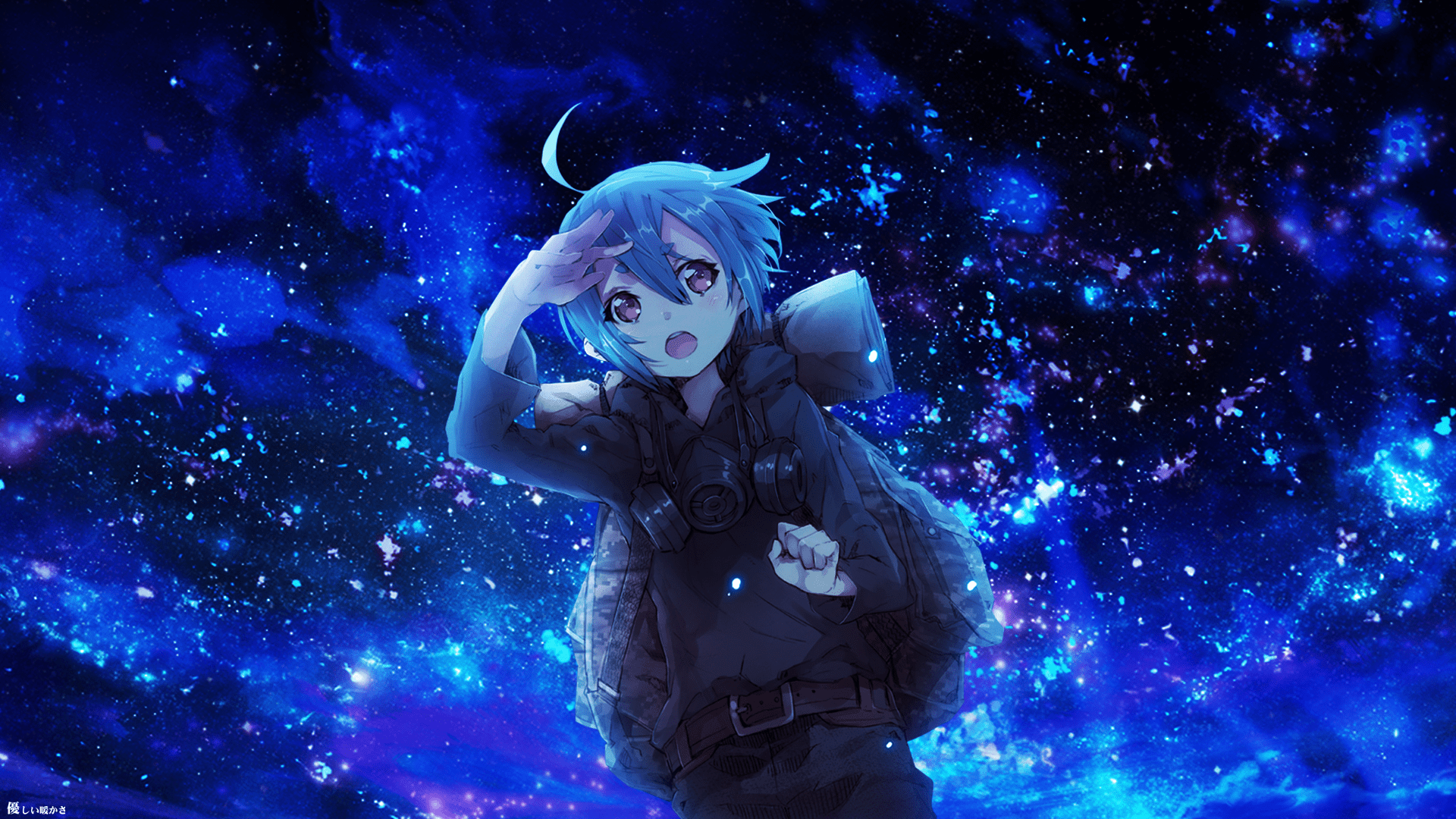 1920x1080 Wallpaper / night sky, stars, anime girls, anime