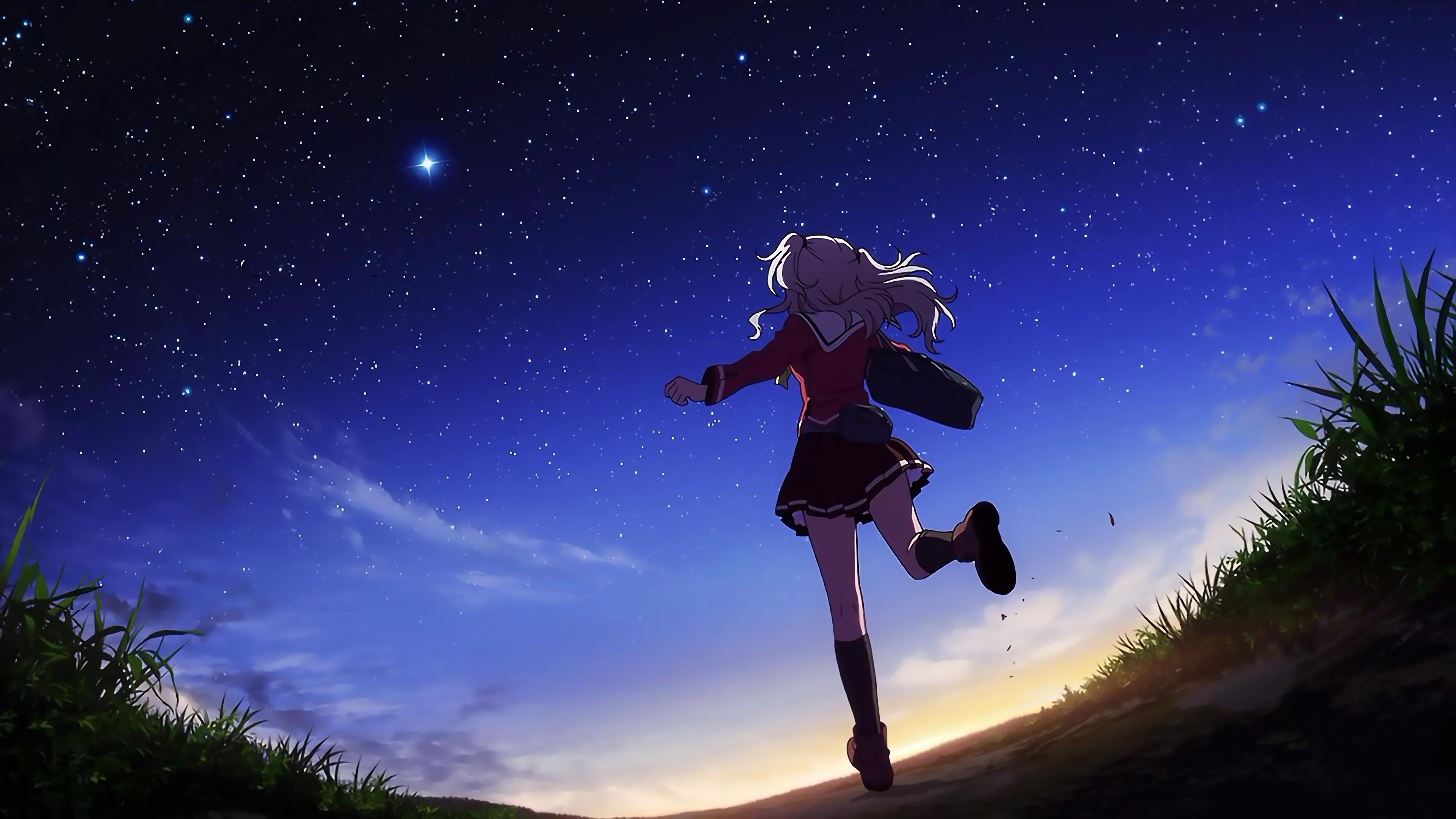 3840x2160 Charlotte Anime Sky HD Wallpaper
