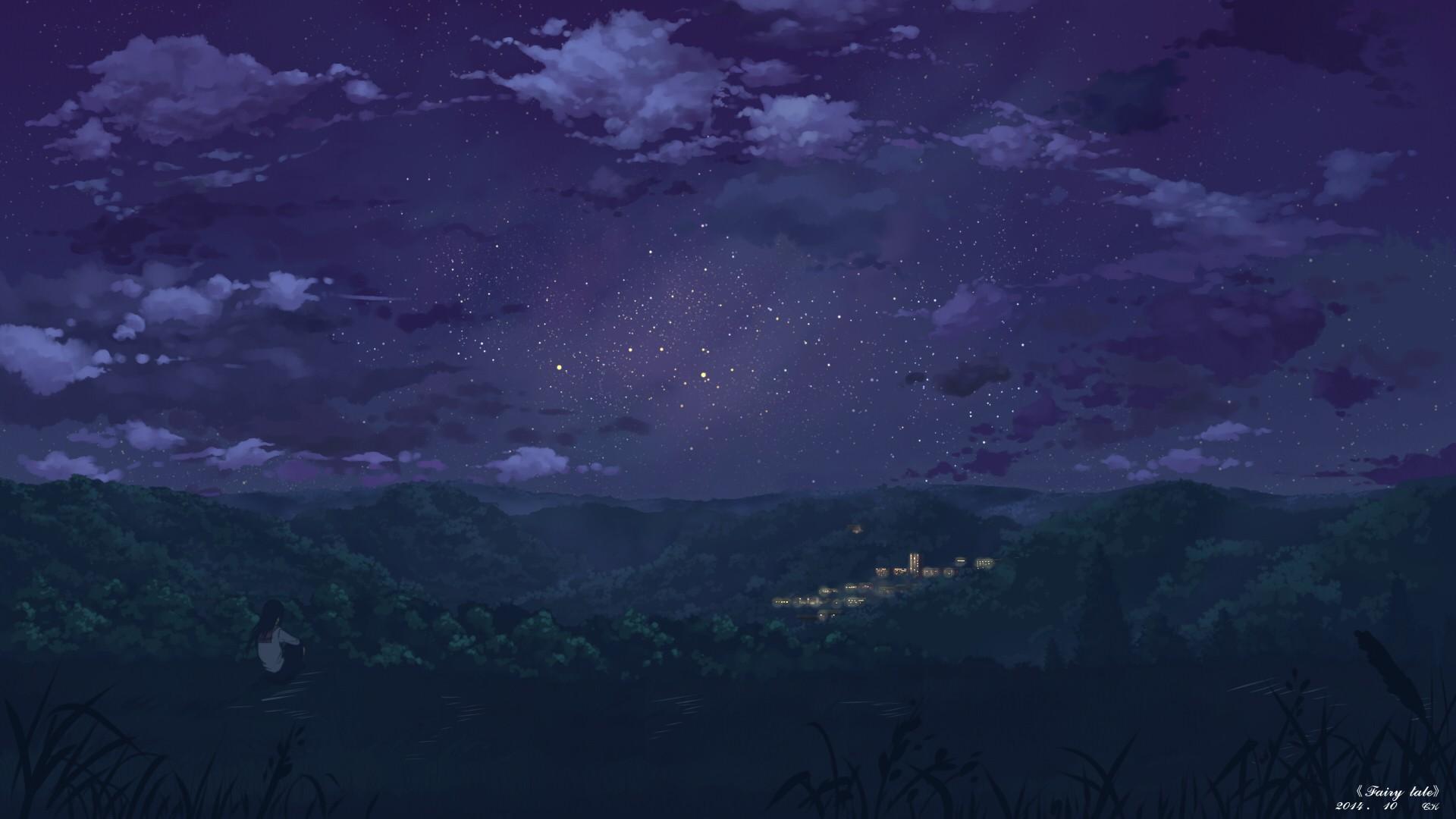 1920x1080 1920x1080 anime night landscape stars wallpaper JPG 209 kB