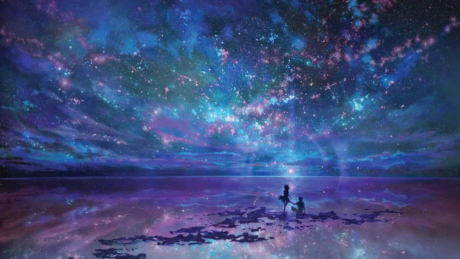 1600x900 Fantasy Art Water Anime Sky Night Sky Stars 1600x900 UHD Wallpaper. Walldump HD and UHD Wallpaper