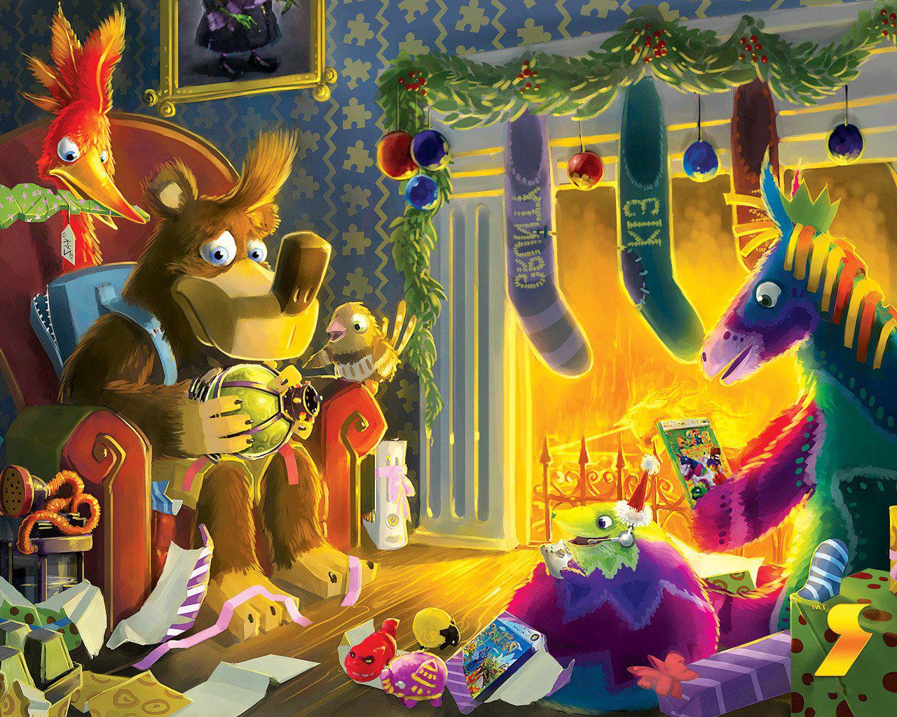 1280x1024 Christmas Cartoon Wallpaper