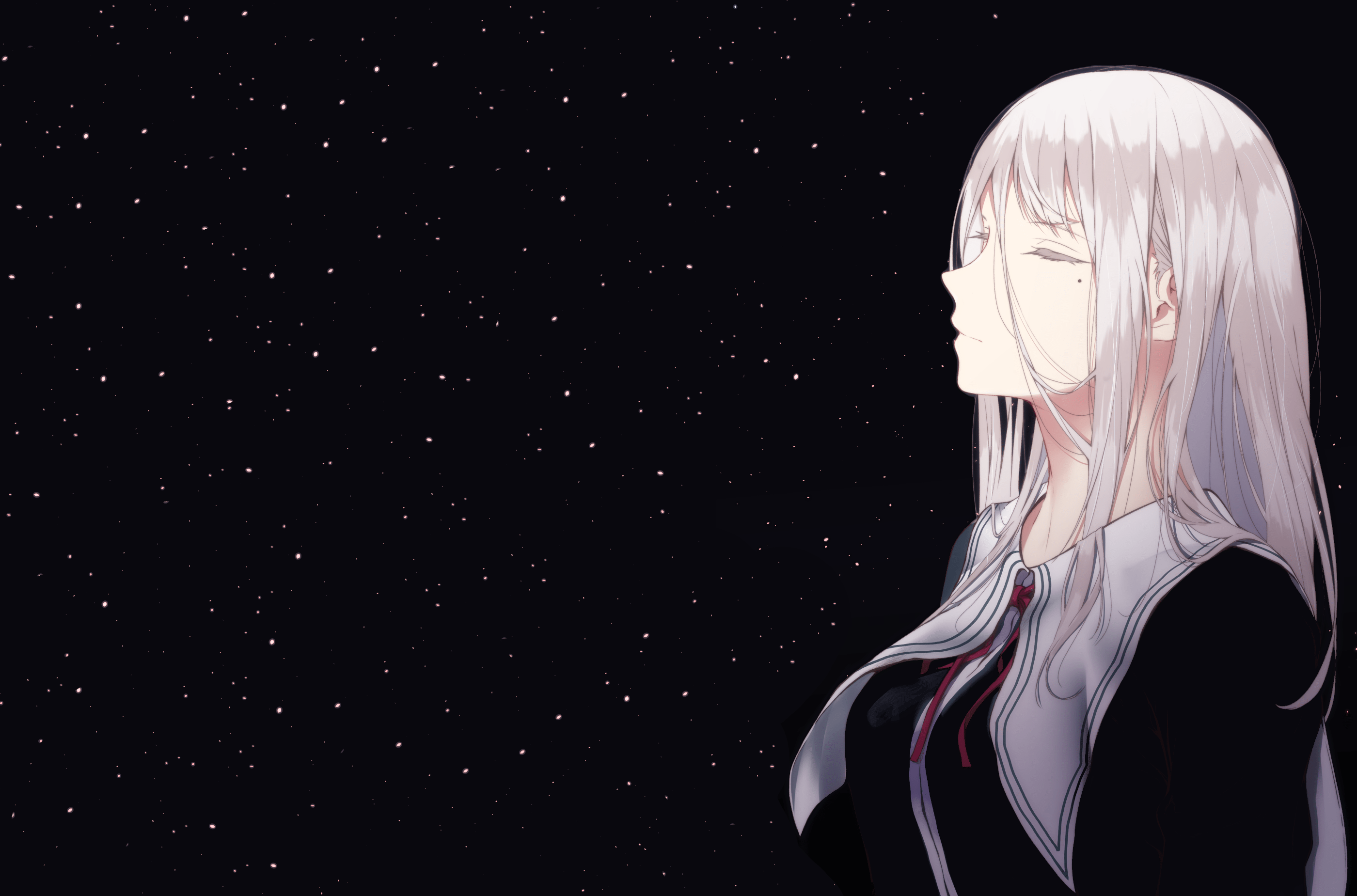 2800x1849 Original (Anime), Long Hair, Girl, White Hair, Stars wallpaper