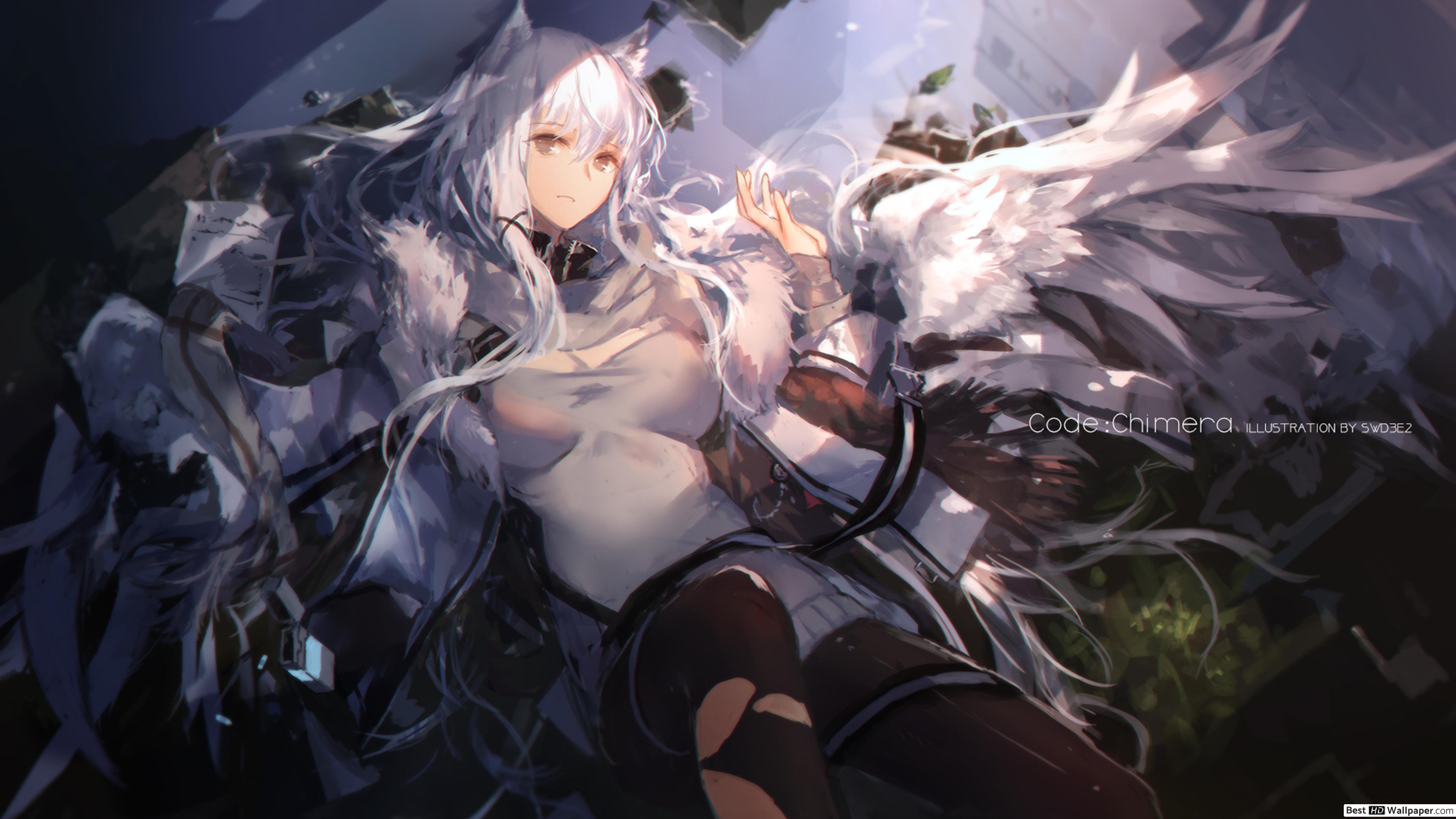 3840x2160 White haired anime girl HD wallpaper download