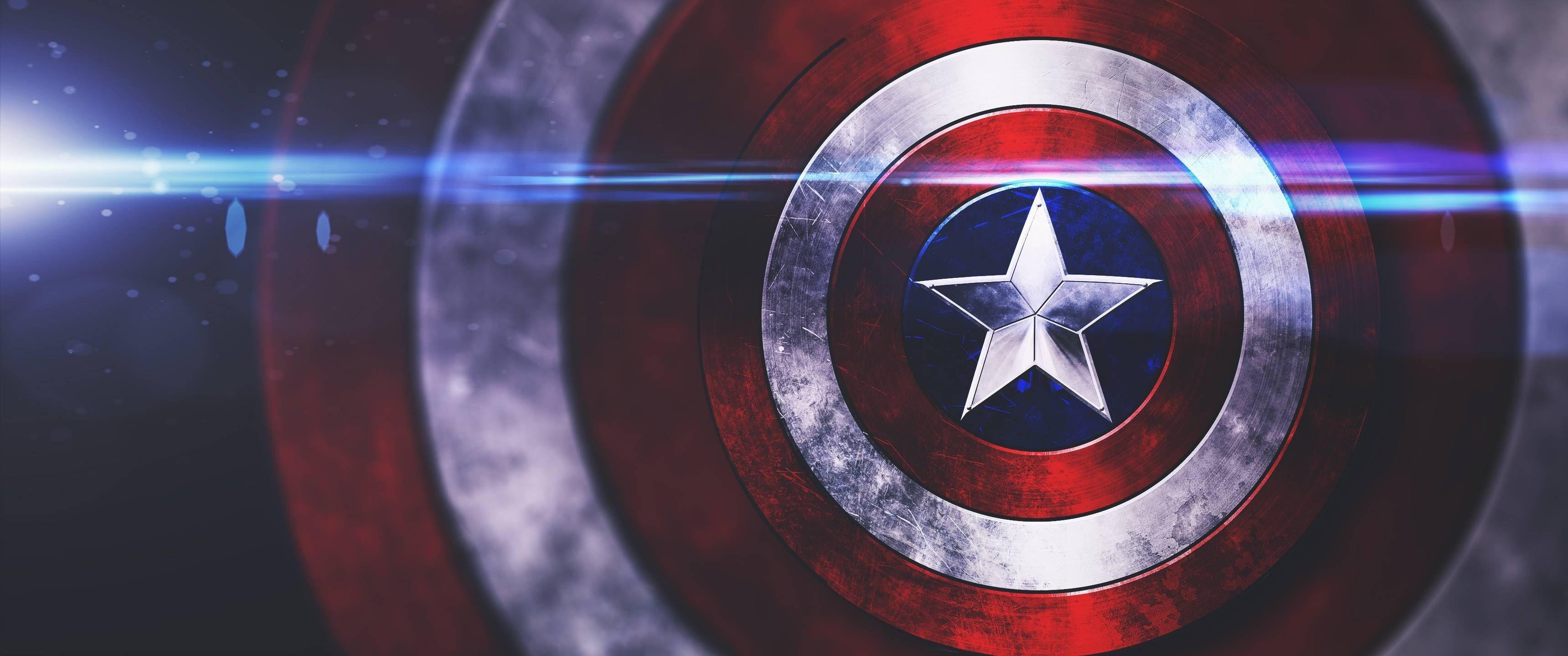 3440x1440 Captain America Logo Wallpaper background picture