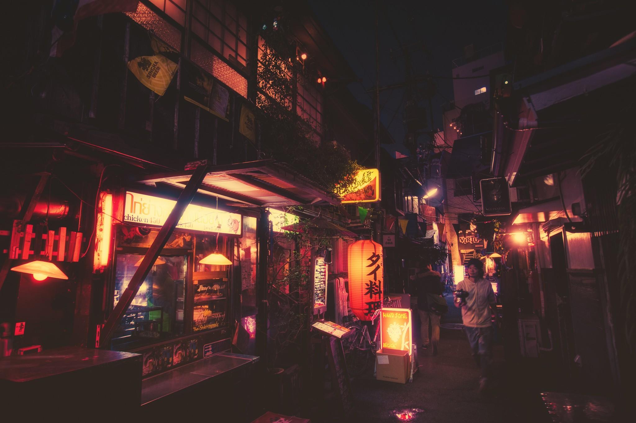 2048x1362 #urban, #night, #lamp, #photography, #lights, #Japan, #street, wallpaper. Mocah HD Wallpaper