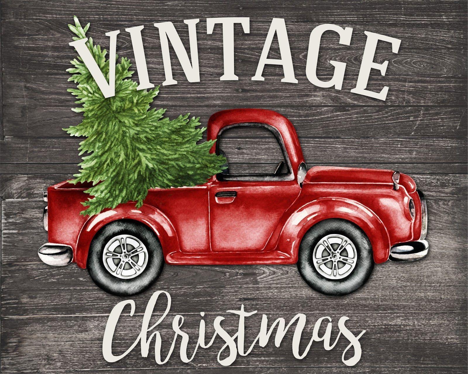 Download A Red Vintage Pickup Truck Decorated for the Christmas Season  Wallpaper  Wallpaperscom