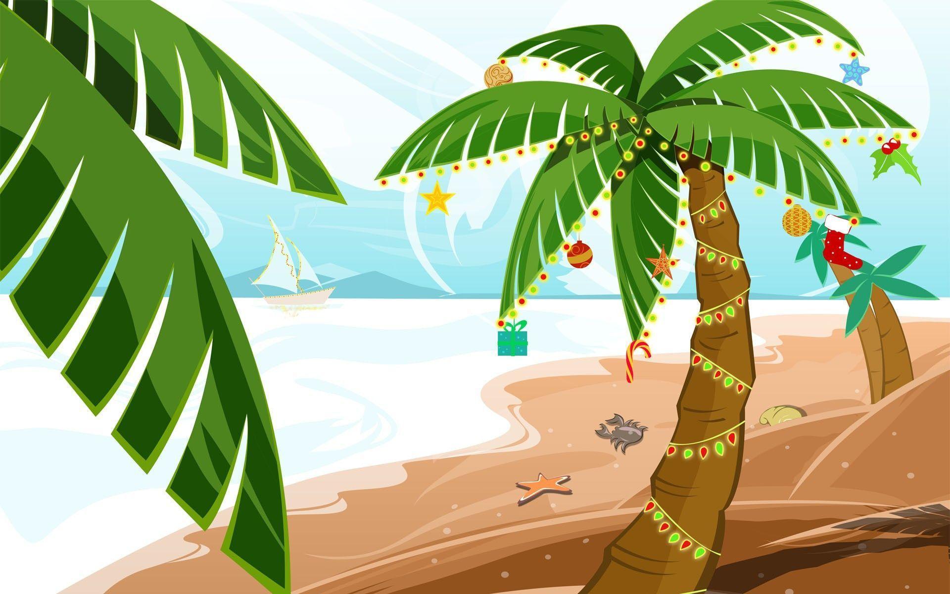 1920x1200 Christmas Beach Wallpaper
