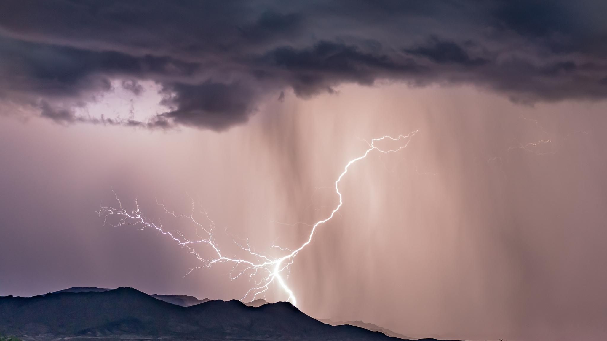 2048x1152 Download 2048x1152 wallpaper lightning, landscape, storm, sky, dual wide, widescreen, 2048x1152 HD image, background, 18374