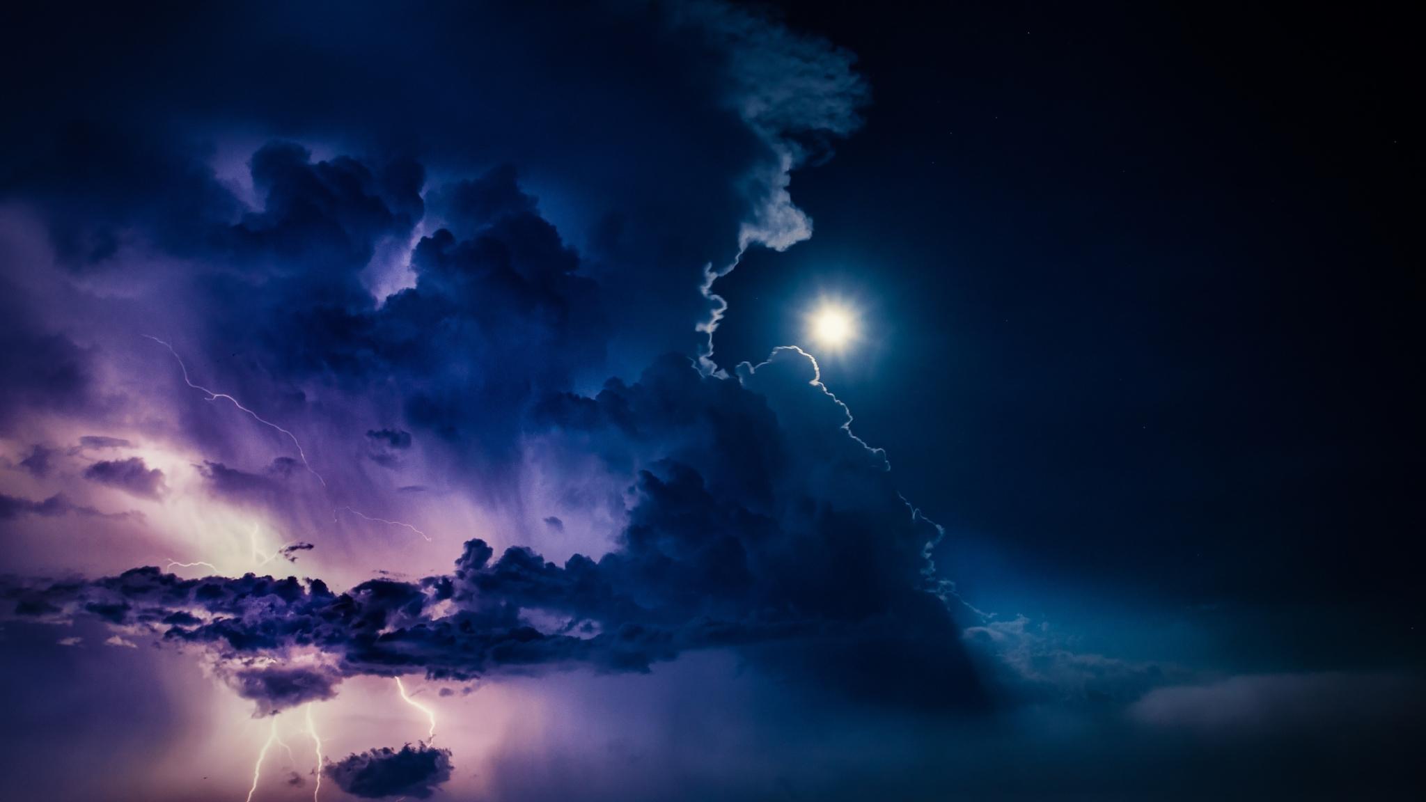 2048x1152 Lightning at Night HD 2048x1152 Resolution Wallpaper, HD Nature 4K Wallpaper, Image, Photo and Background