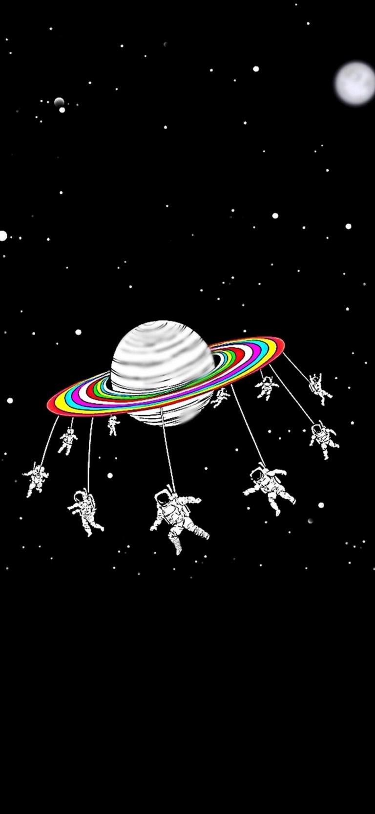 768x1664 Trippy Psychedelic Astronaut Amoled Mobile Wallpaper