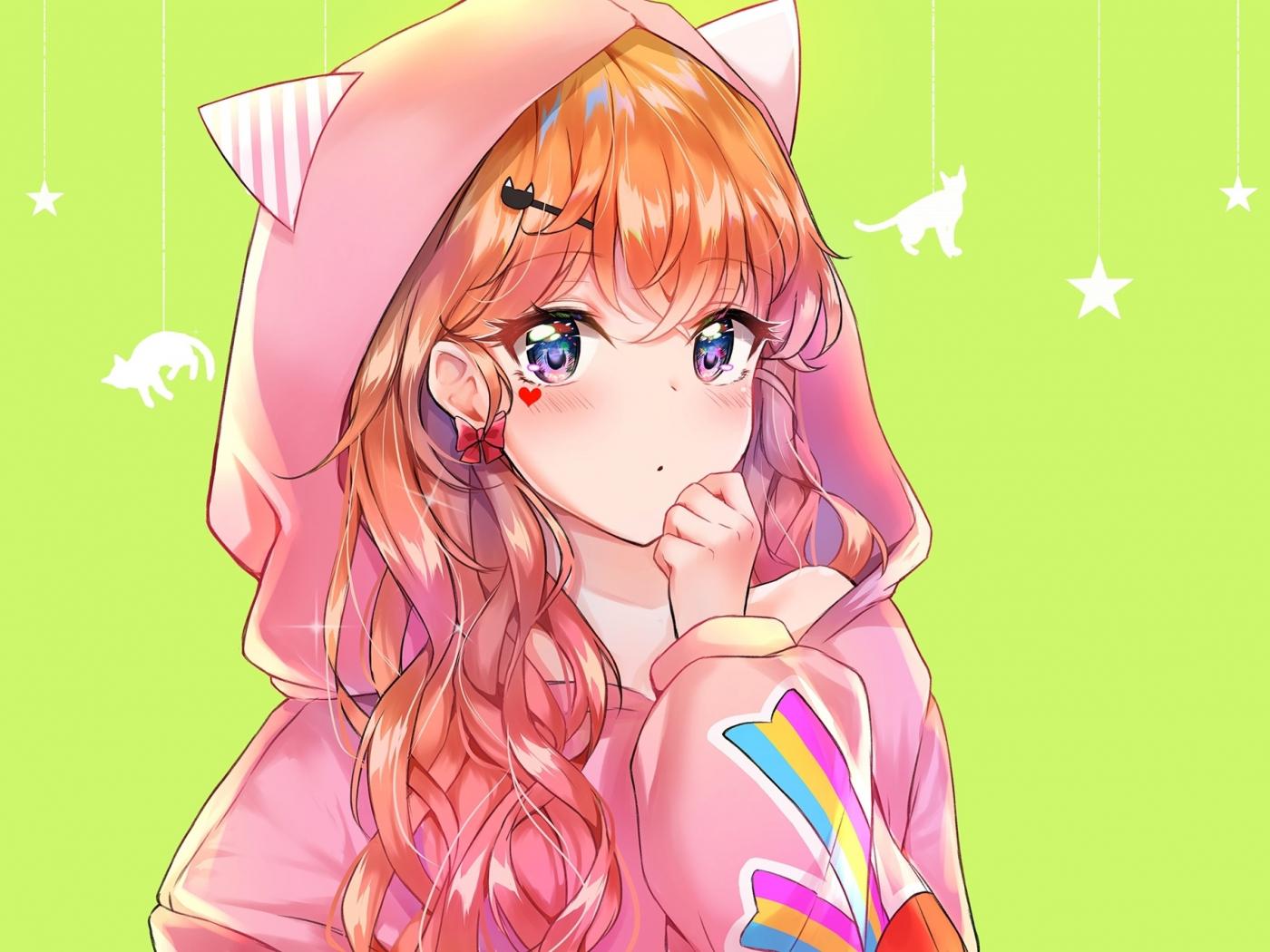 1400x1050 Download 1400x1050 wallpaper blonde, cute, anime girl, curious, blue eyes, original, standard 4: fullscreen, 1400x1050 HD image, background, 15486