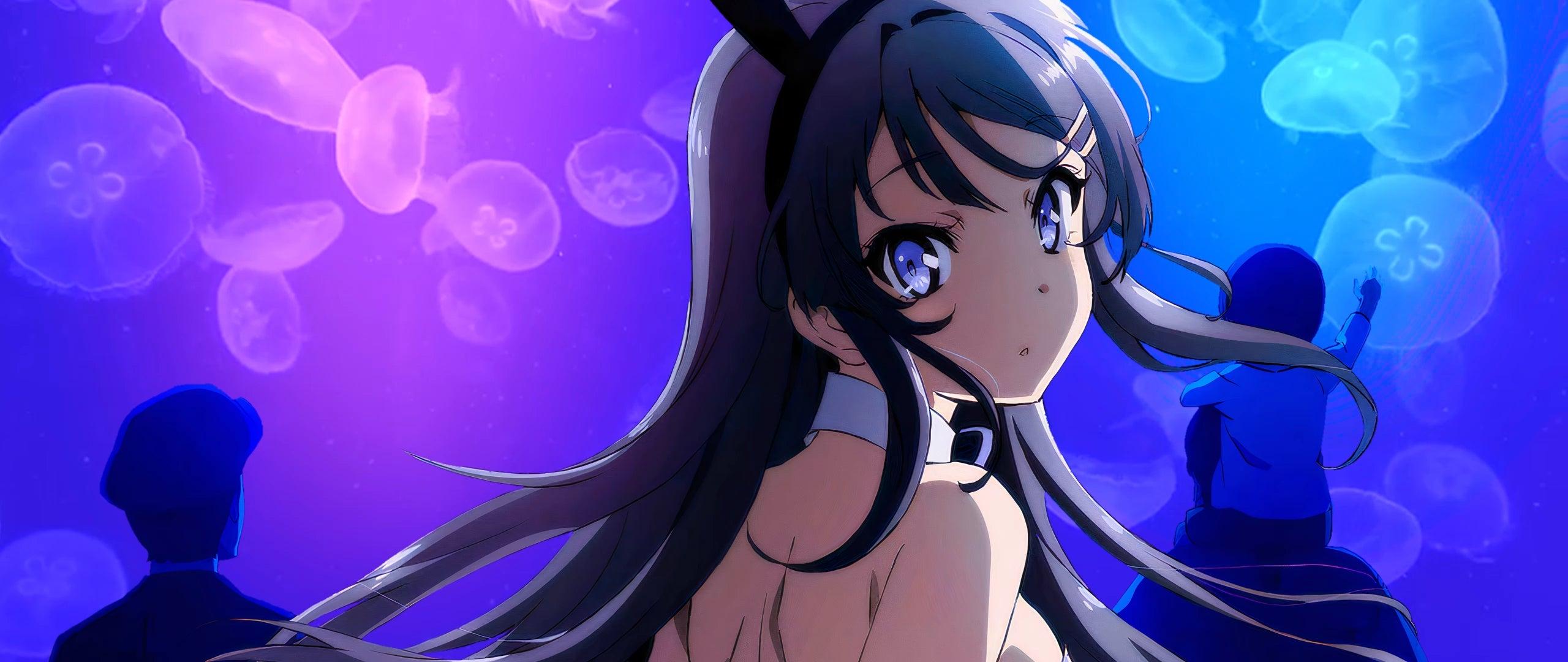 2560x1080 I made a live wallpaper of Mai with her signature jellyfish background (sorry its widescreen).: SeishunButaYarou