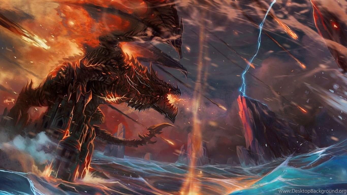 1366x768 Dragon Wow Art Wallpaper Desktop Background