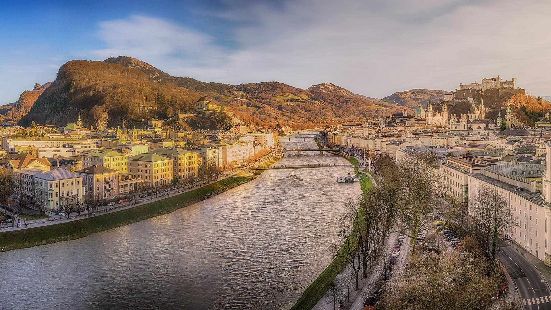 1920x1080 Wallpaper Salzburg Austria Canal Mountains Rivers Cities 1920x1080