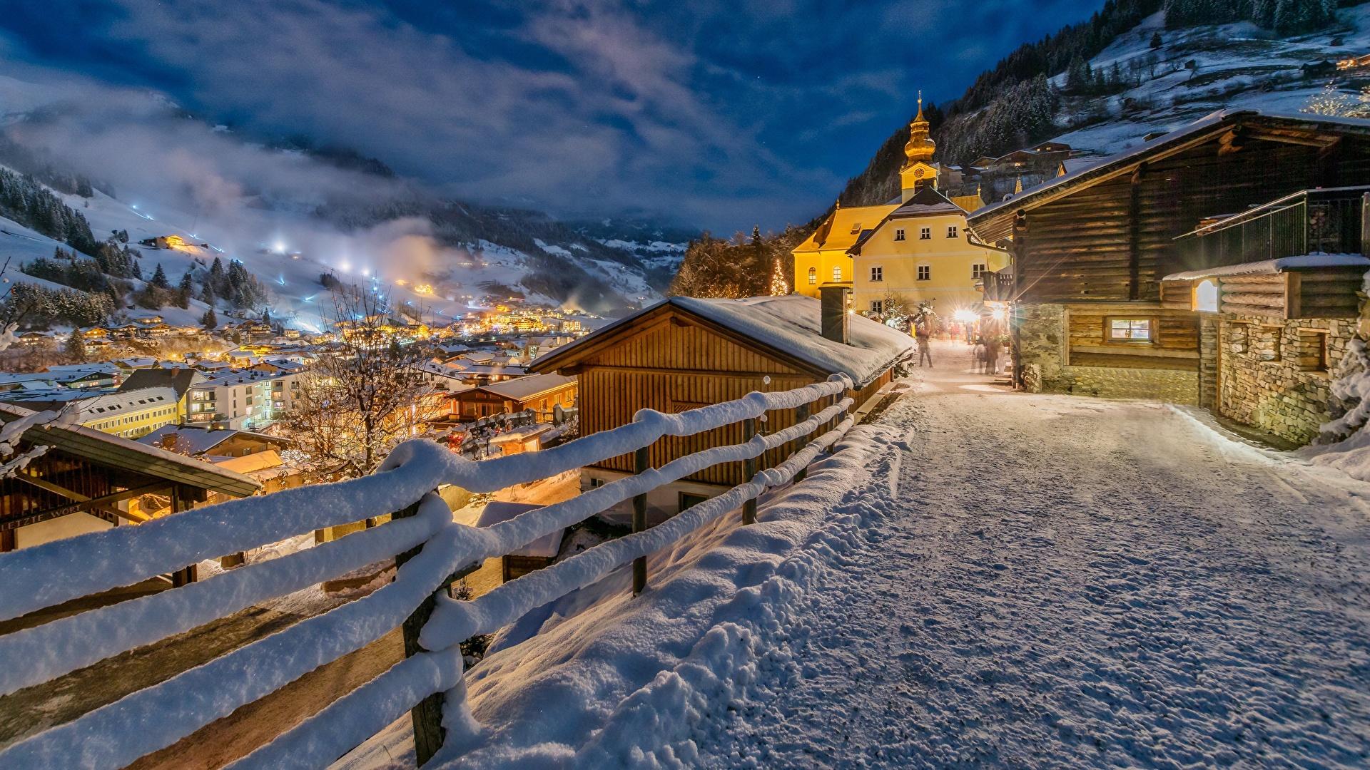 1920x1080 image Salzburg Austria Grossarl Winter Snow Roads Fence 1920x1080