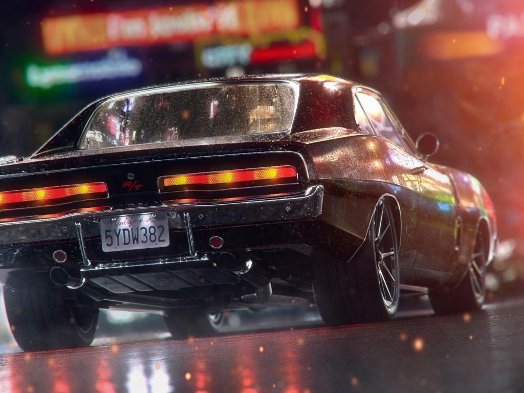 1024x768 Desktop wallpaper classic, dodge challenger, muscle car, art, HD image, picture, background, fb242e