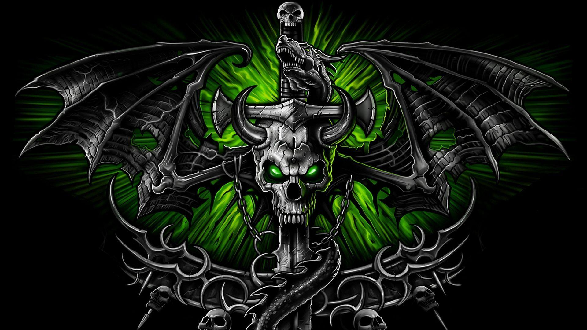 1920x1080 Skulls And Dragons Wallpaper