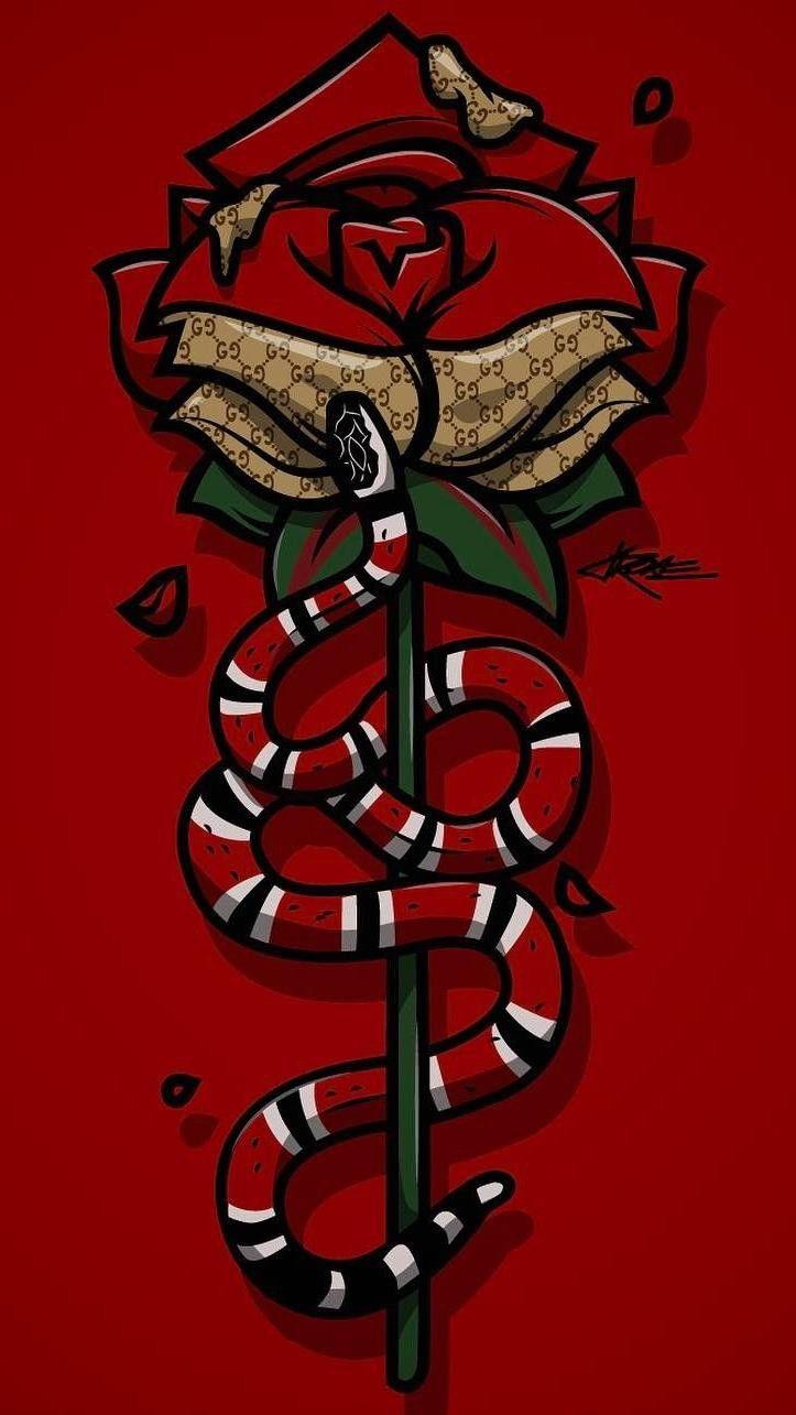 723x1285 Aesthetic Snake And Rose Wallpaper