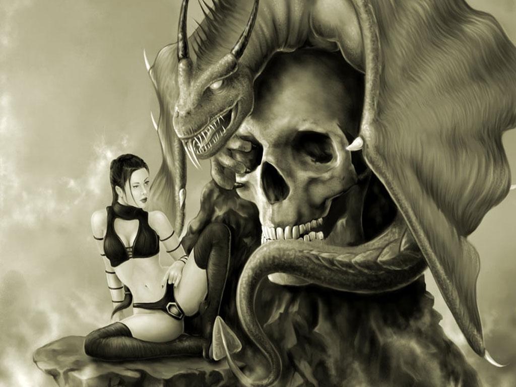 1024x768 Free download Girl Dragon And Skull Dragon Wallpaper [1024x768] for your Desktop, Mobile & Tablet. Explore Girl Skull Wallpaper. Cool Skull Wallpaper, Evil Skull Wallpaper, Shaman Wallpaper